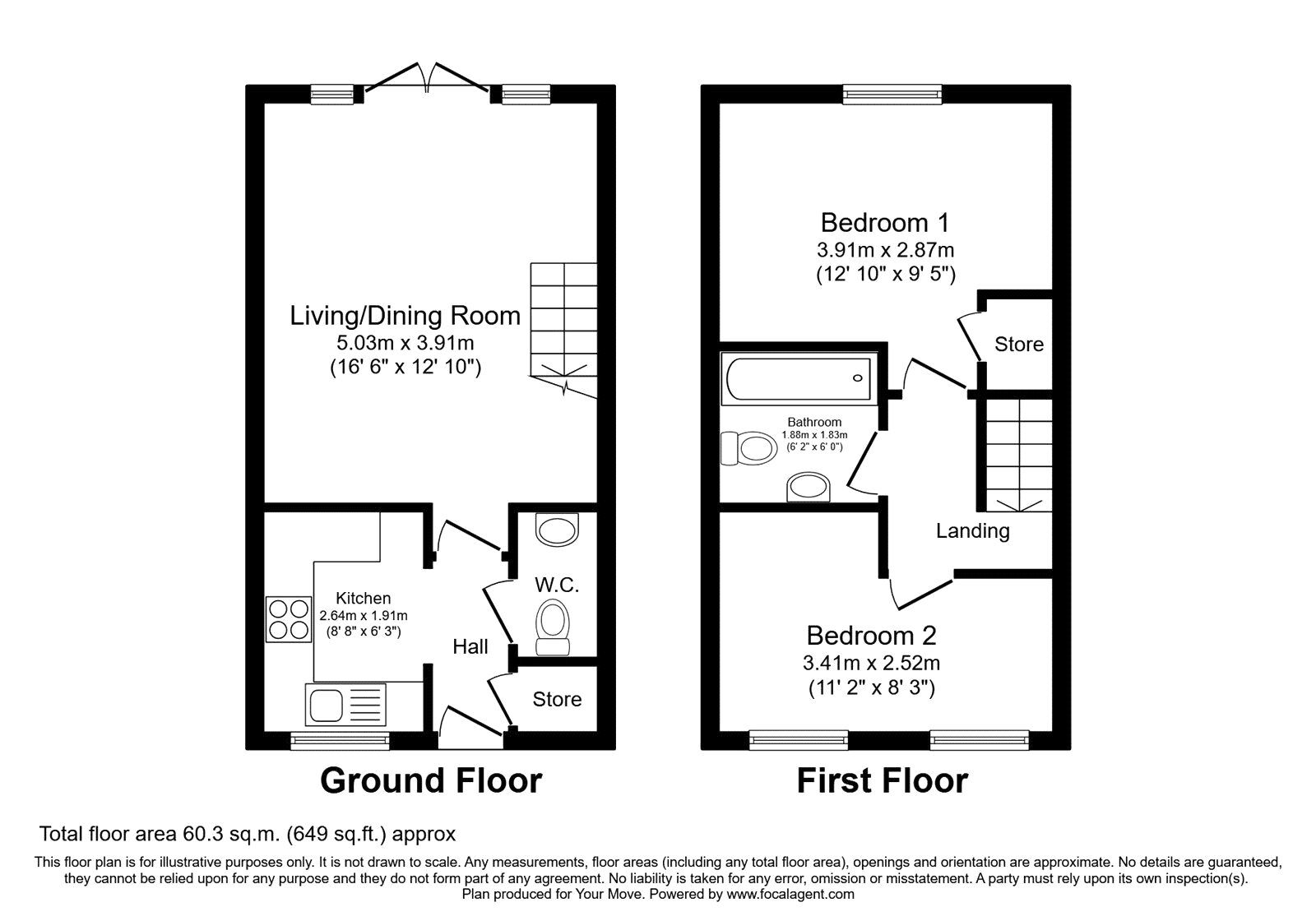 Floorplan of 2 bedroom Semi Detached House to rent, Johnson Street, Radcliffe, Greater Manchester, M26
