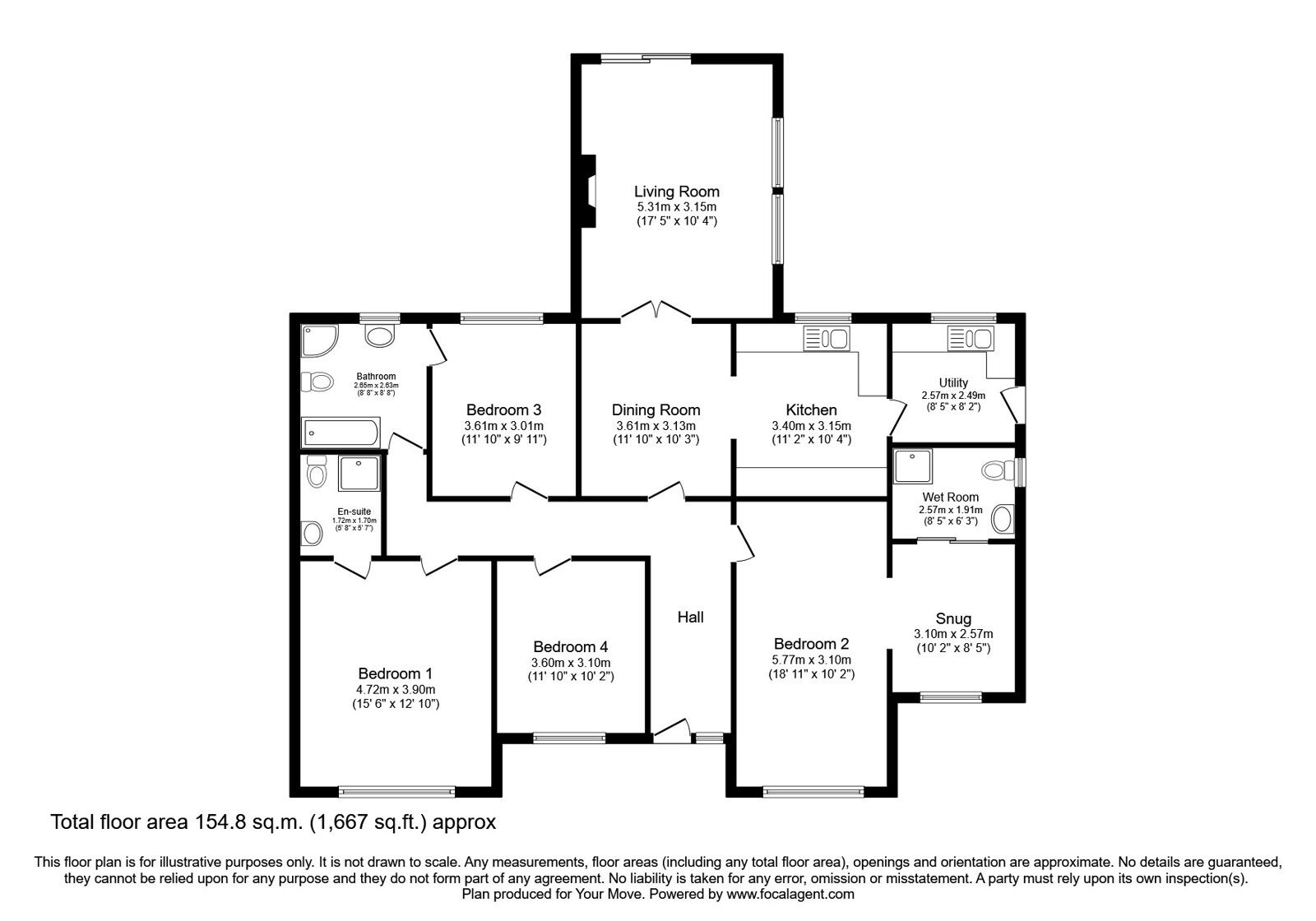 Floorplan of 4 bedroom Detached Bungalow for sale, Black Moss Court, Radcliffe, Greater Manchester, M26