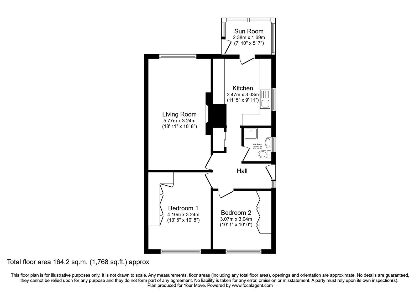 Floorplan of 2 bedroom Semi Detached Bungalow for sale, Lynmouth Close, Radcliffe, Greater Manchester, M26