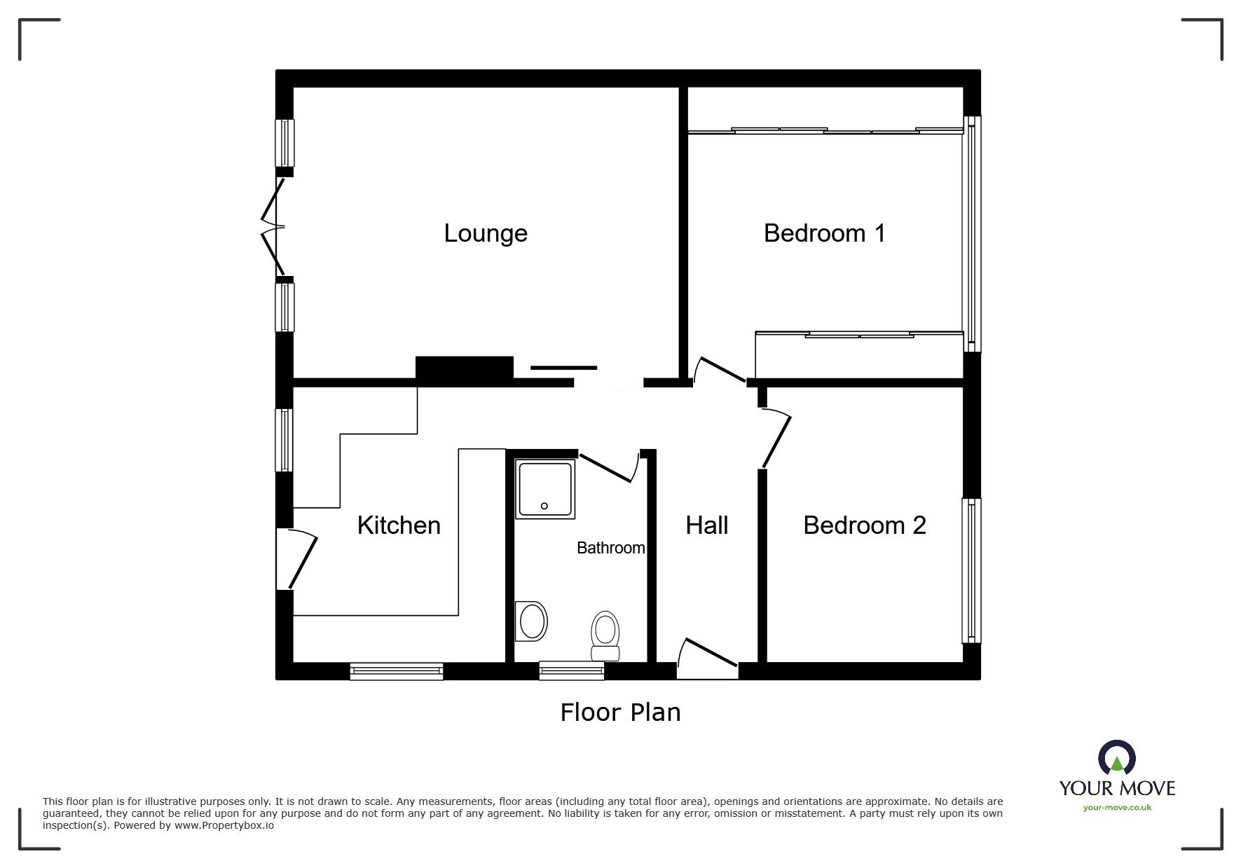 Floorplan of 2 bedroom Semi Detached Bungalow for sale, Countess Lane, Radcliffe, Greater Manchester, M26