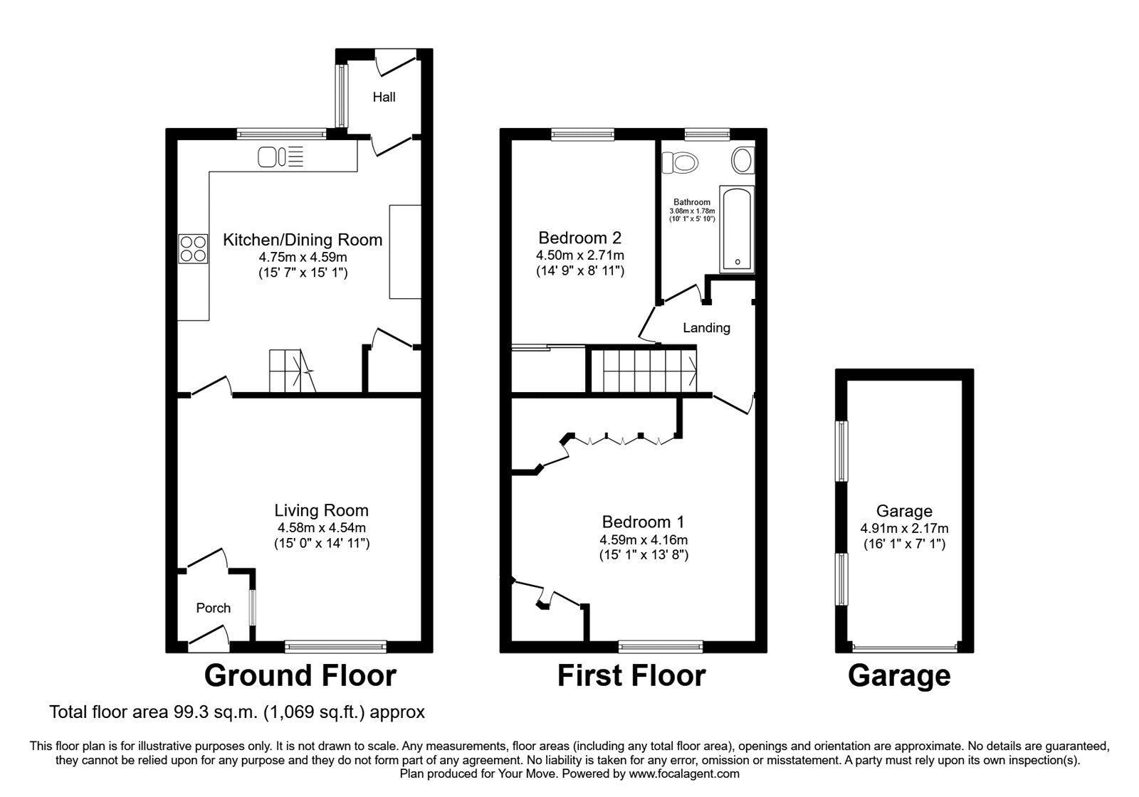 Floorplan of 2 bedroom End Terrace House to rent, Lowton Street, Radcliffe, Greater Manchester, M26