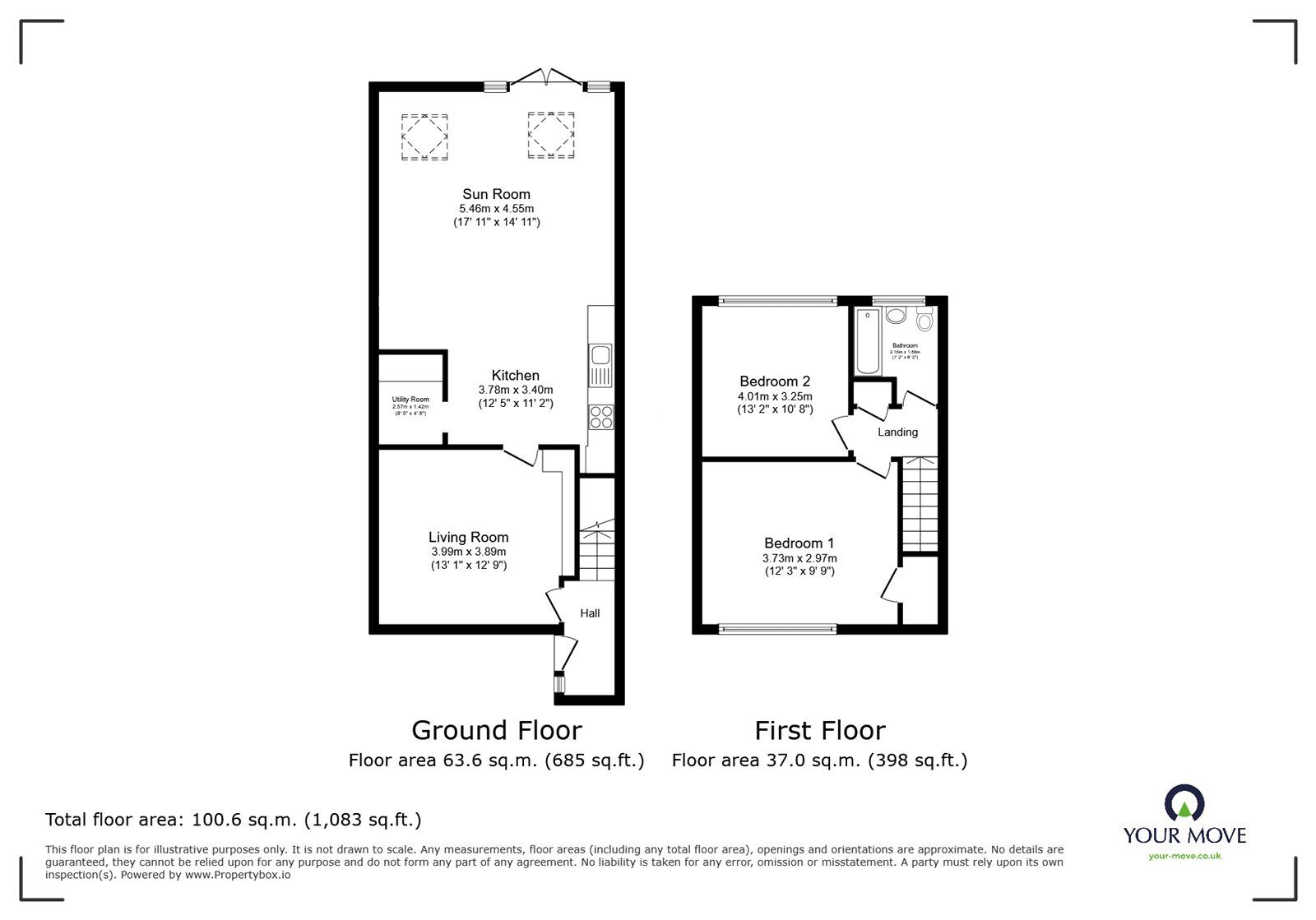Floorplan of 2 bedroom Semi Detached House for sale, Kilburn Road, Radcliffe, Greater Manchester, M26