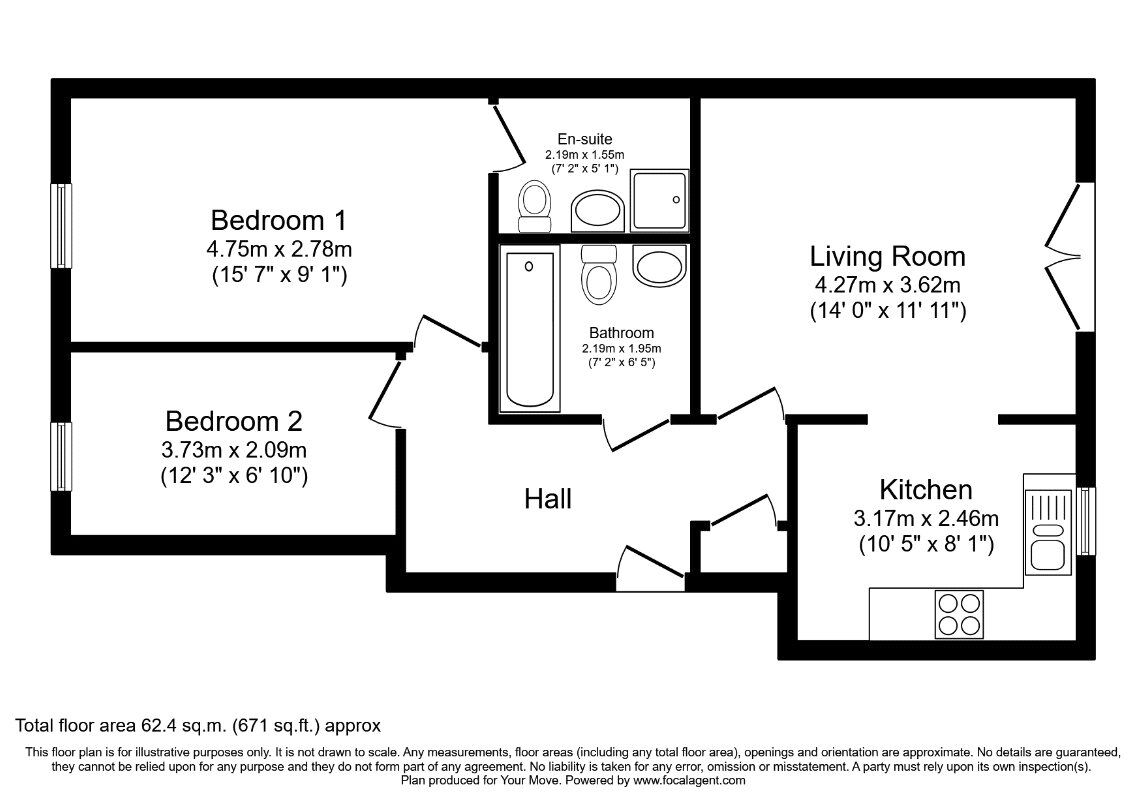 Floorplan of 2 bedroom  Flat to rent, New Road, Radcliffe, Greater Manchester, M26