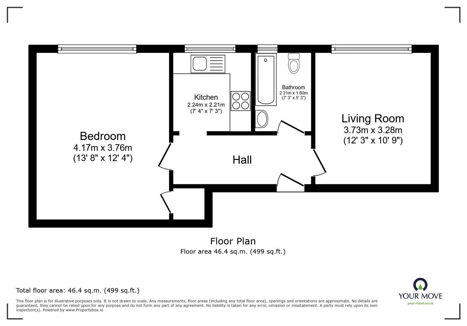 Floorplan of 1 bedroom  Flat for sale, Kersal Road, Prestwich, Greater Manchester, M25