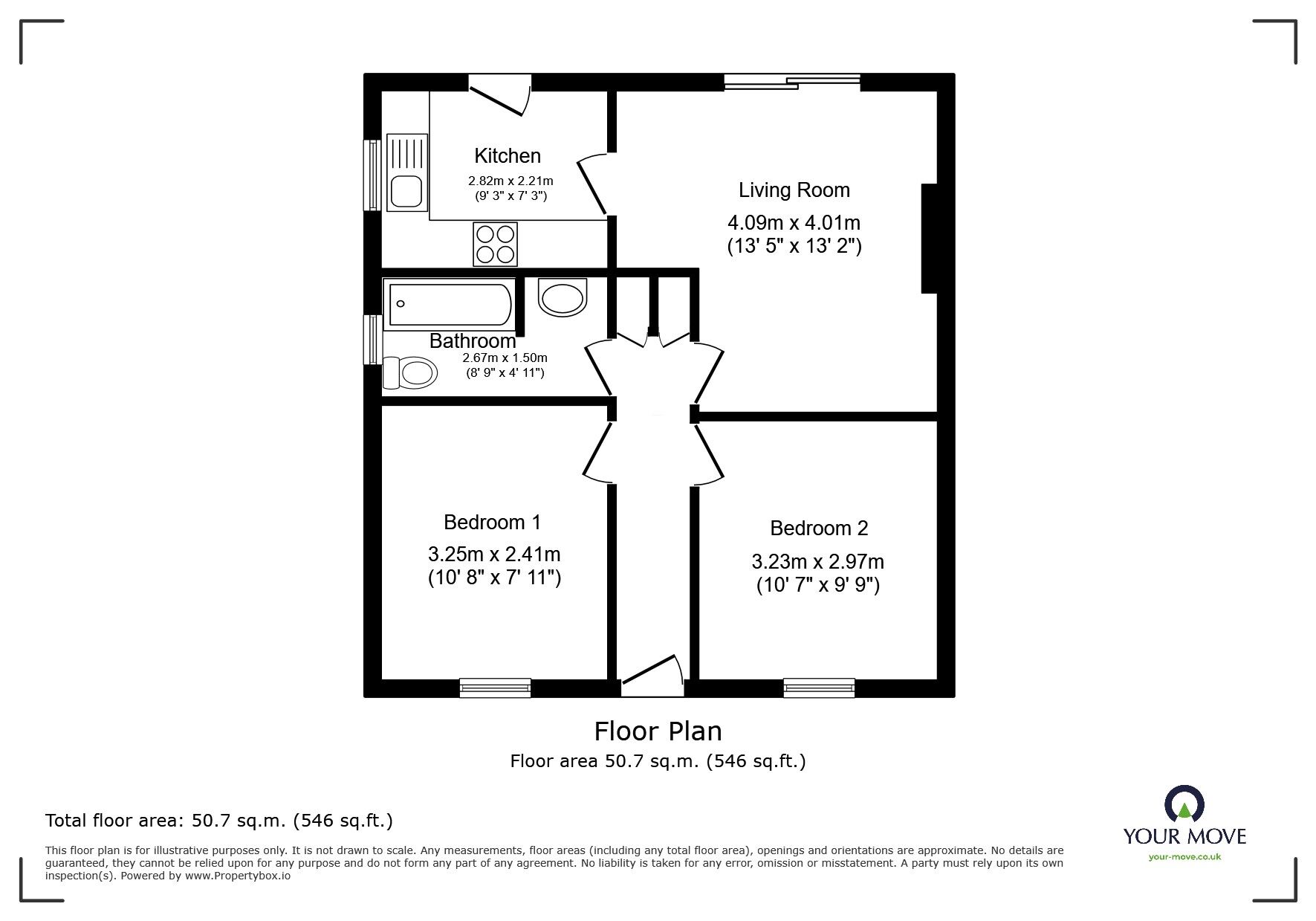 Floorplan of 2 bedroom Semi Detached Bungalow for sale, St. Heliers Drive, Salford, Greater Manchester, M7