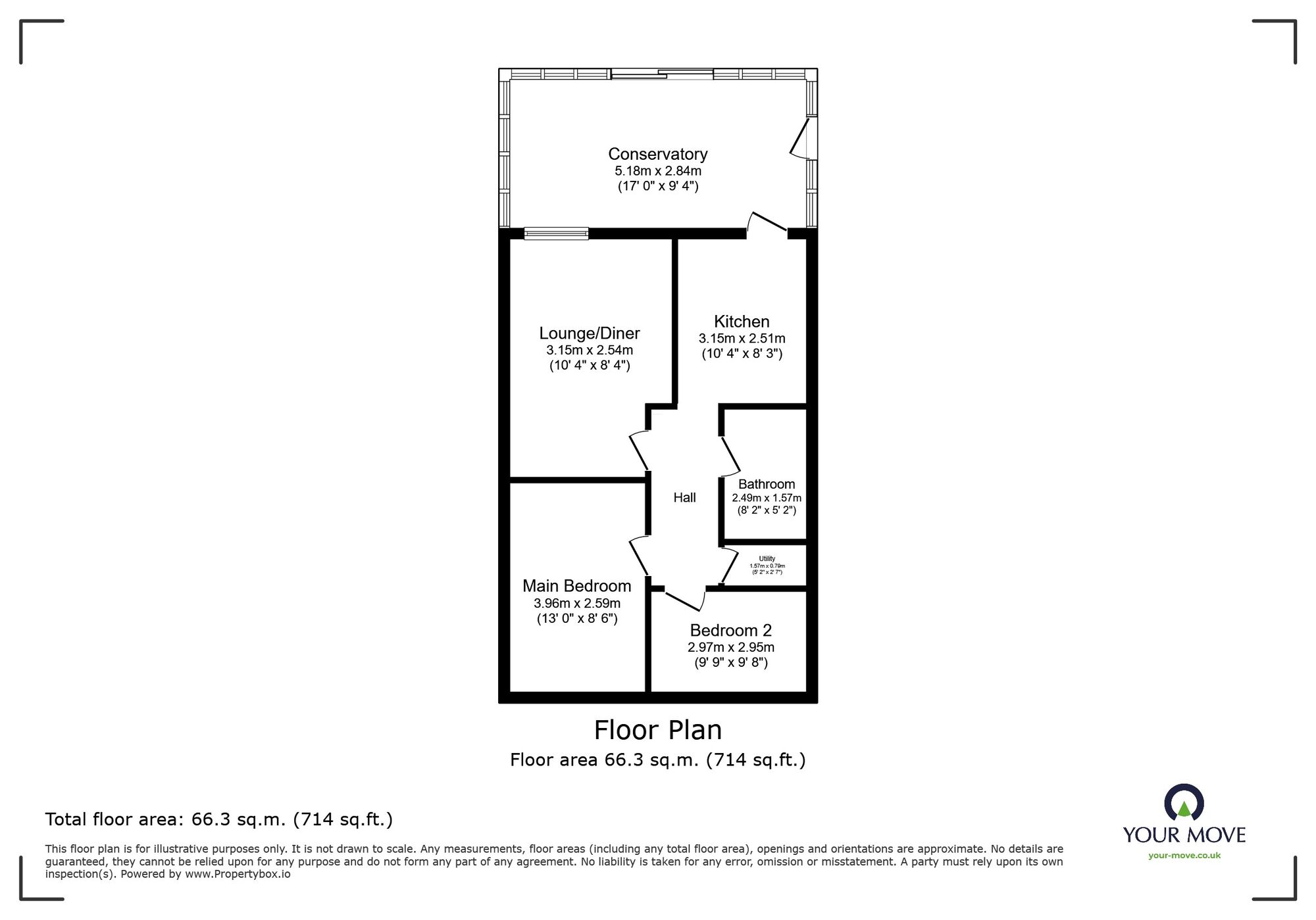 Floorplan of 2 bedroom Semi Detached Bungalow to rent, Sunningdale Avenue, Radcliffe, Greater Manchester, M26