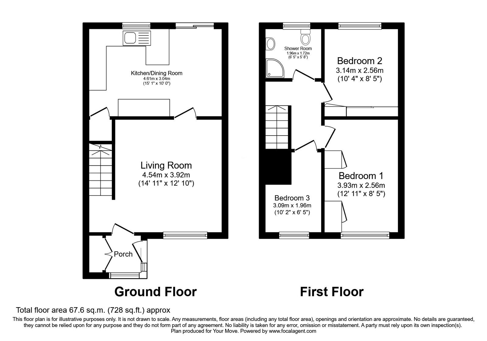 Floorplan of 3 bedroom Mid Terrace House for sale, Mode Hill Lane, Whitefield, Greater Manchester, M45