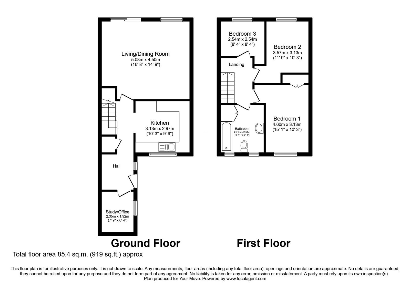 Floorplan of 3 bedroom Mid Terrace House for sale, Richmond Walk, Radcliffe, Greater Manchester, M26