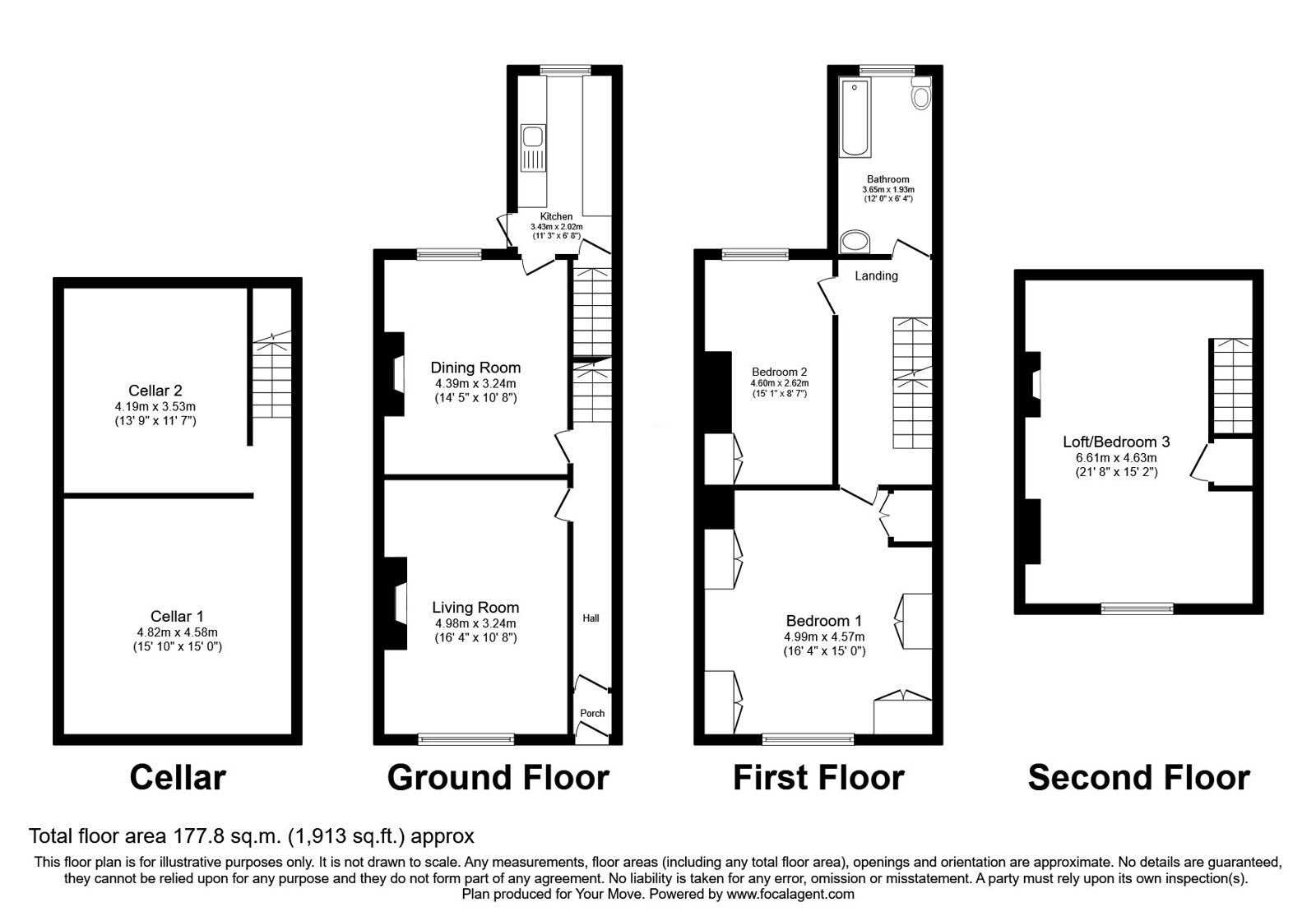 Floorplan of 2 bedroom House for sale, Church Street West, Radcliffe, Greater Manchester, M26