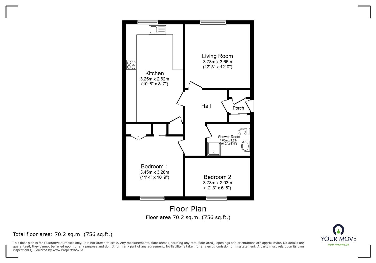 Floorplan of 2 bedroom Semi Detached Bungalow for sale, Tipton Close, Radcliffe, Greater Manchester, M26