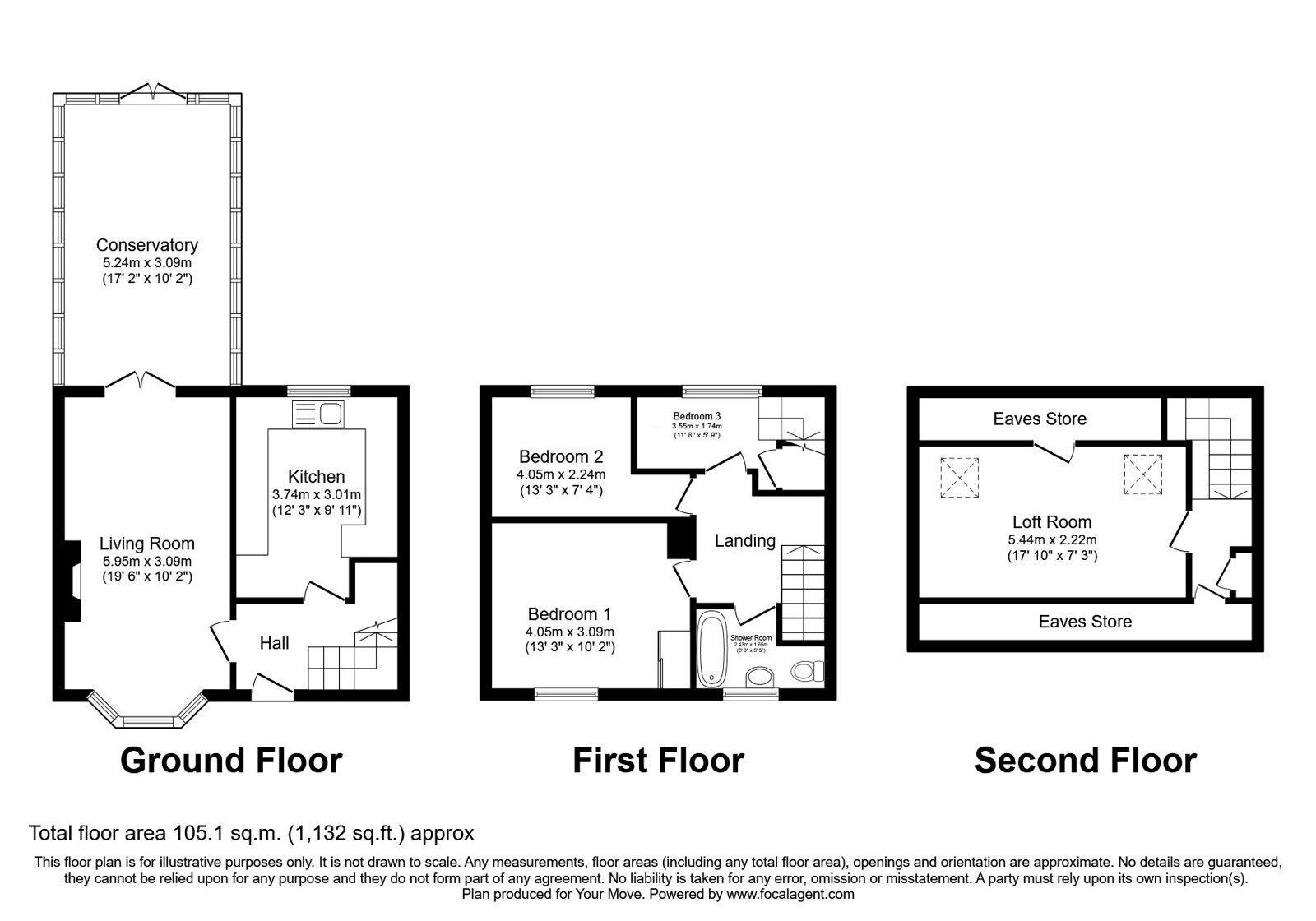 Floorplan of 3 bedroom Mid Terrace House for sale, Masefield Avenue, Radcliffe, Greater Manchester, M26
