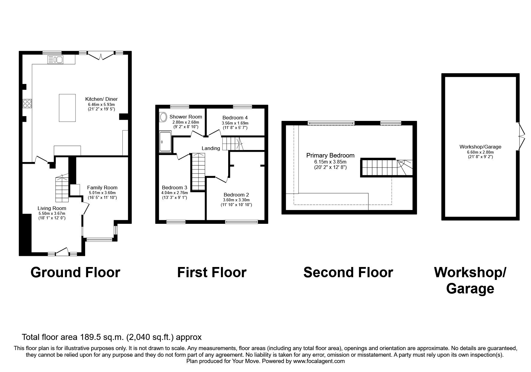 Floorplan of 4 bedroom House for sale, Kilburn Road, Radcliffe, Greater Manchester, M26
