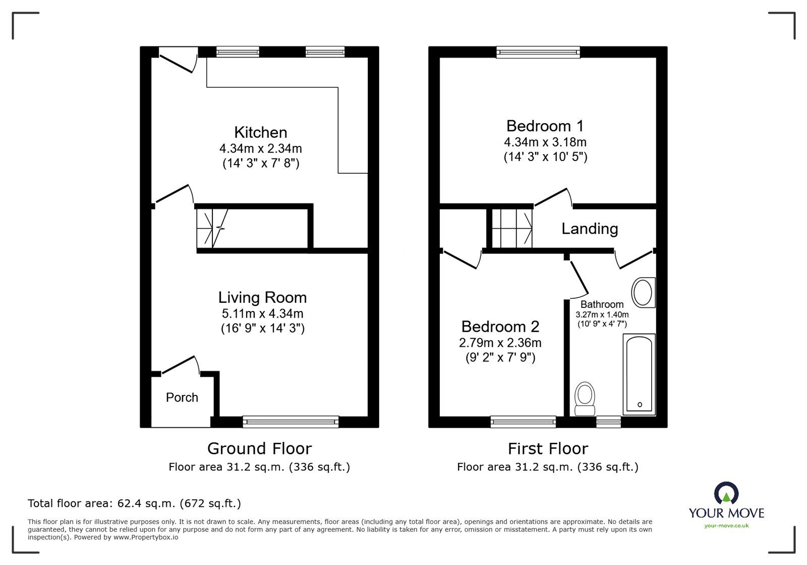 Floorplan of 2 bedroom Mid Terrace House for sale, Victoria Street, Radcliffe, Greater Manchester, M26