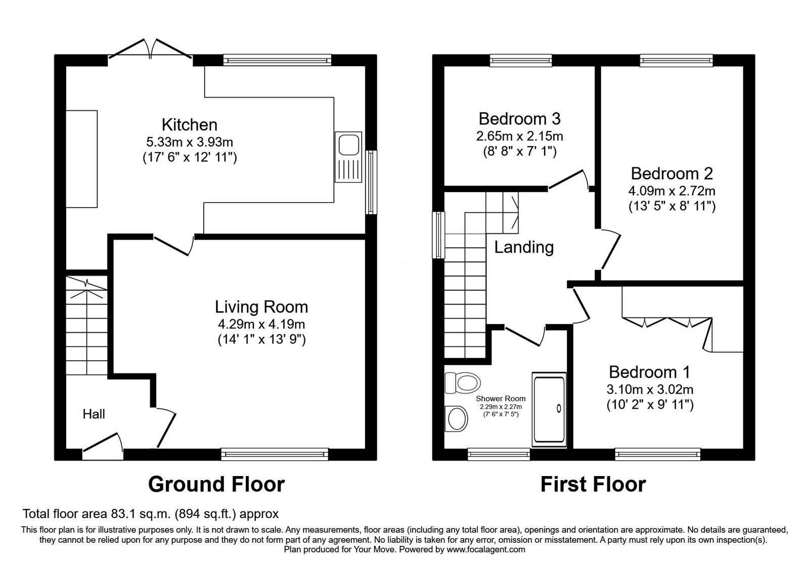 Floorplan of 3 bedroom Semi Detached House for sale, Hawthorn Avenue, Radcliffe, Greater Manchester, M26