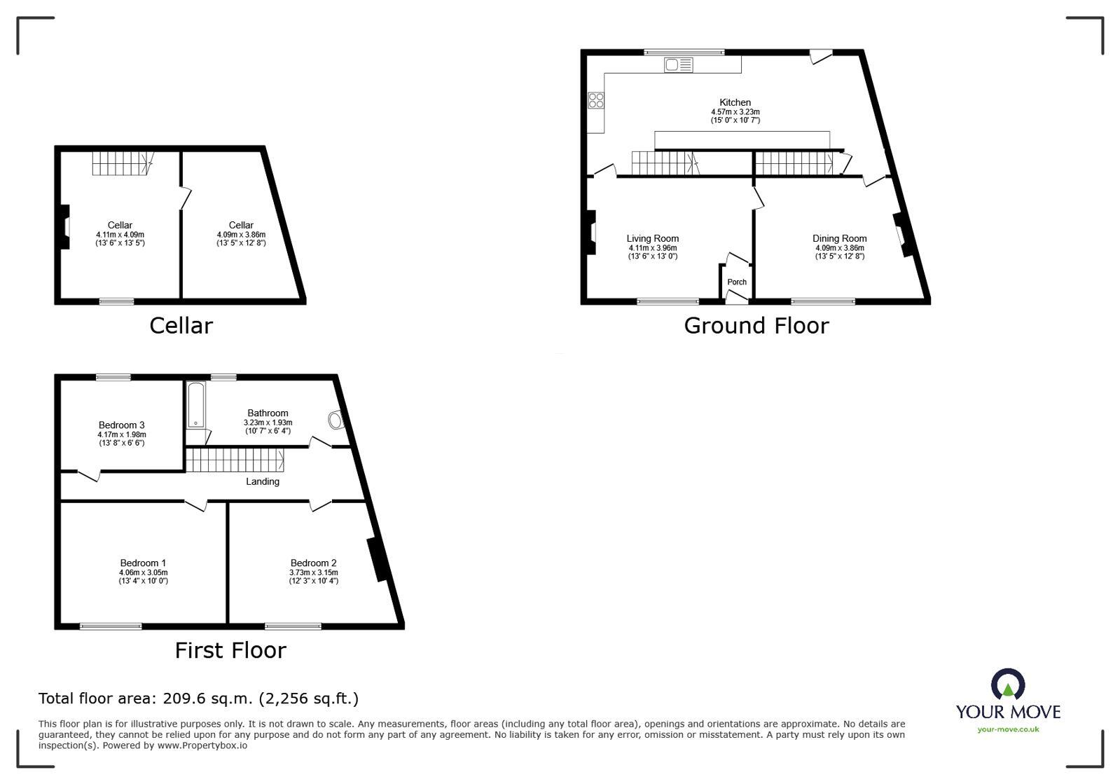 Floorplan of 3 bedroom End Terrace House for sale, Bridgefield Street, Radcliffe, Greater Manchester, M26