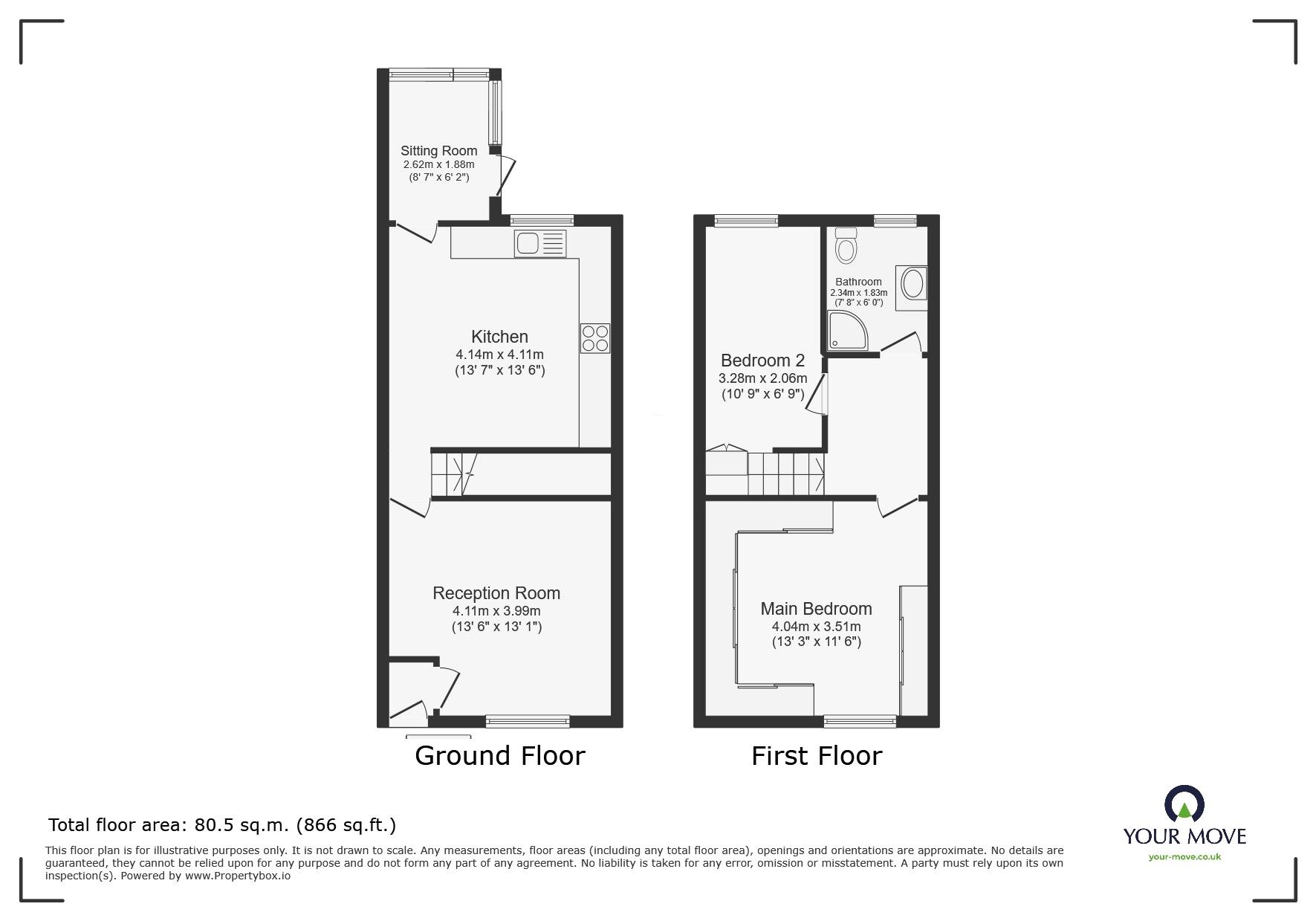 Floorplan of 2 bedroom Mid Terrace House for sale, Lever Street, Radcliffe, Greater Manchester, M26