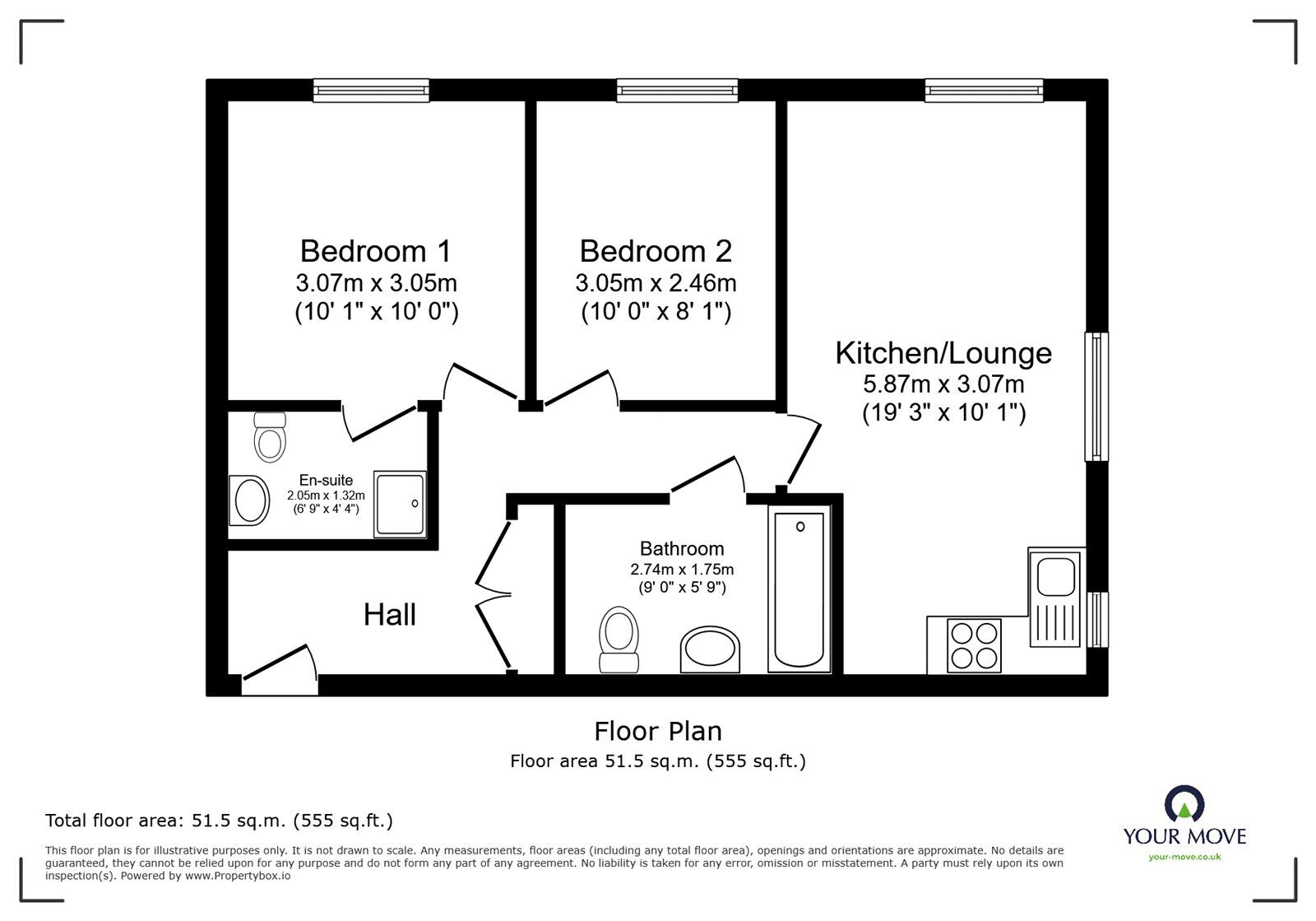 Floorplan of 2 bedroom Flat for sale, Churchbeck Chase, Radcliffe, Greater Manchester, M26