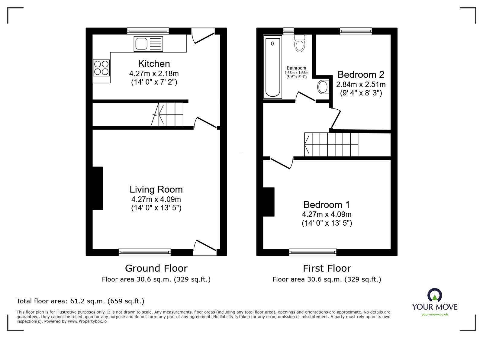 Floorplan of 2 bedroom Mid Terrace House for sale, Bolton Road, Radcliffe, Greater Manchester, M26
