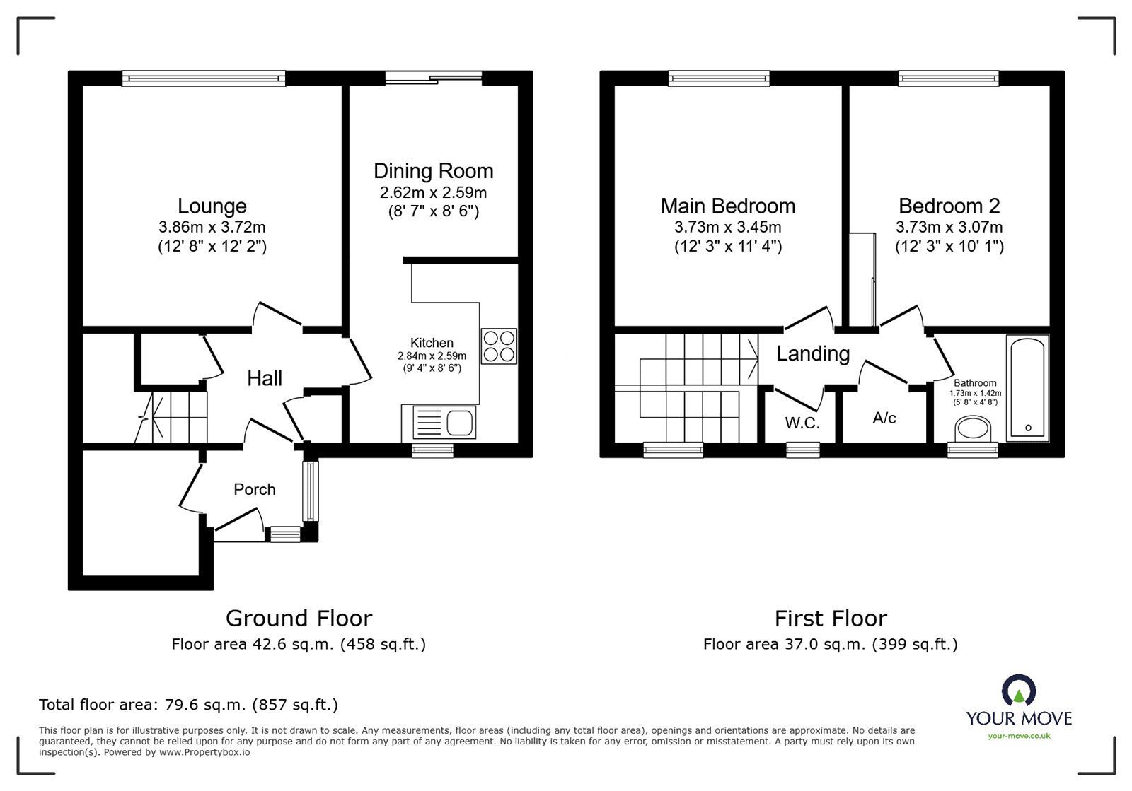 Floorplan of 2 bedroom Mid Terrace House for sale, Melrose Gardens, Radcliffe, Greater Manchester, M26