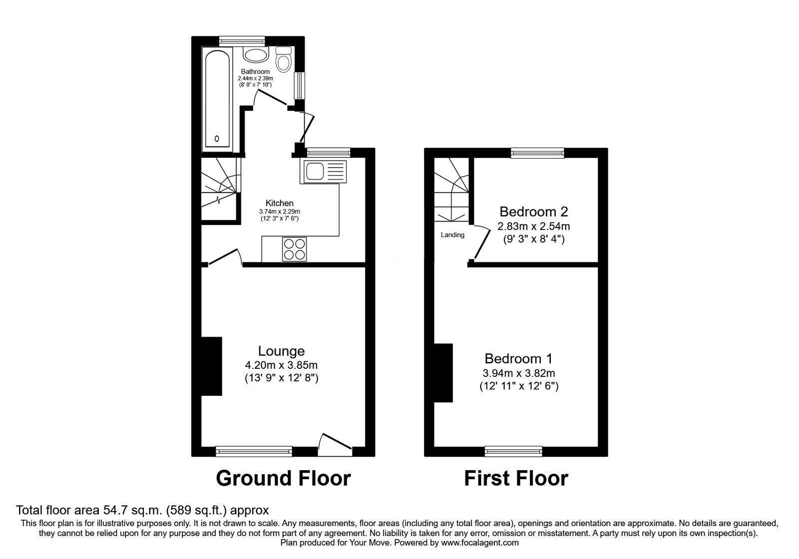 Floorplan of 2 bedroom Mid Terrace House for sale, Grindrod Street, Radcliffe, Greater Manchester, M26