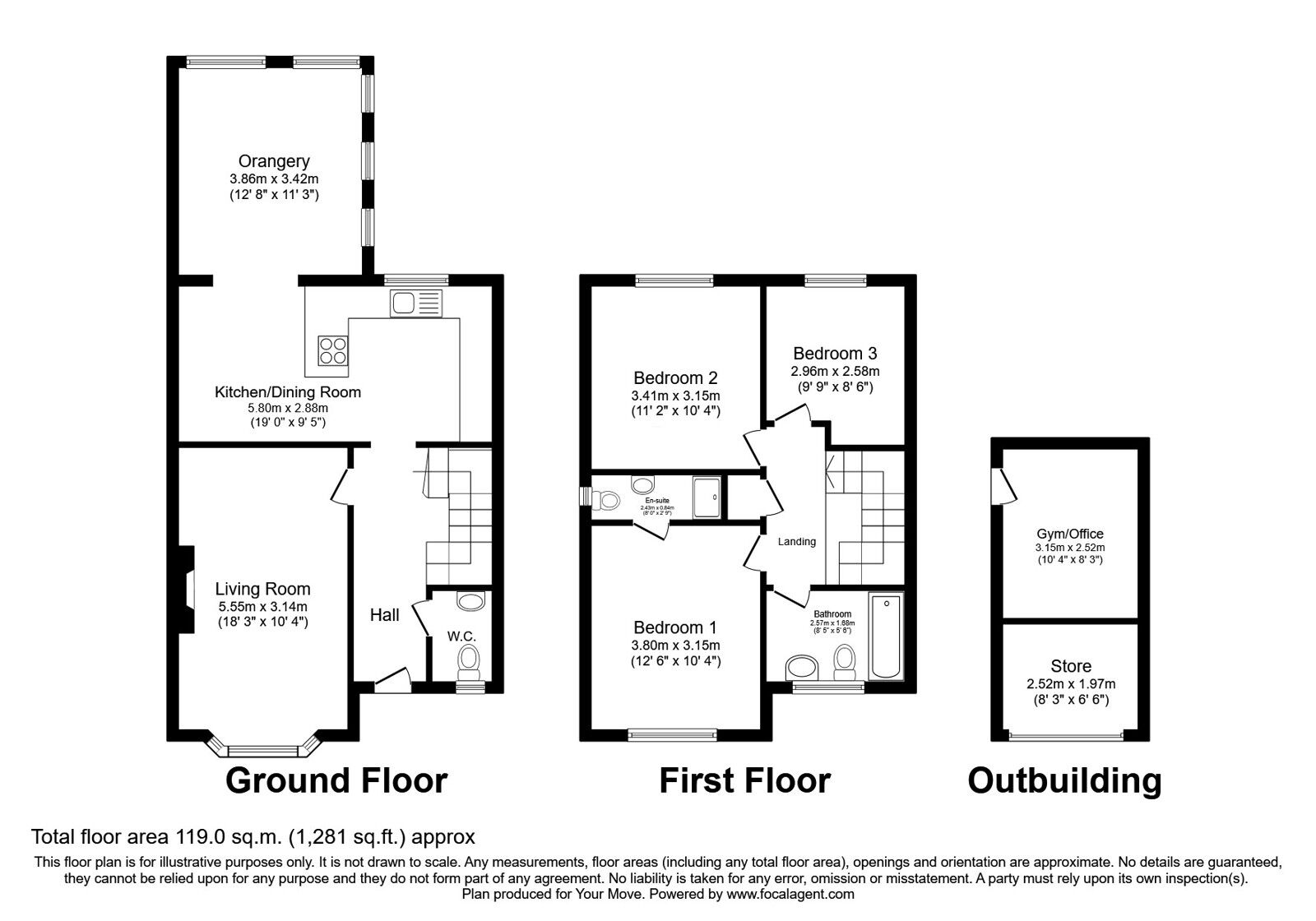Floorplan of 3 bedroom Detached House for sale, Kearsley Green, Radcliffe, Greater Manchester, M26