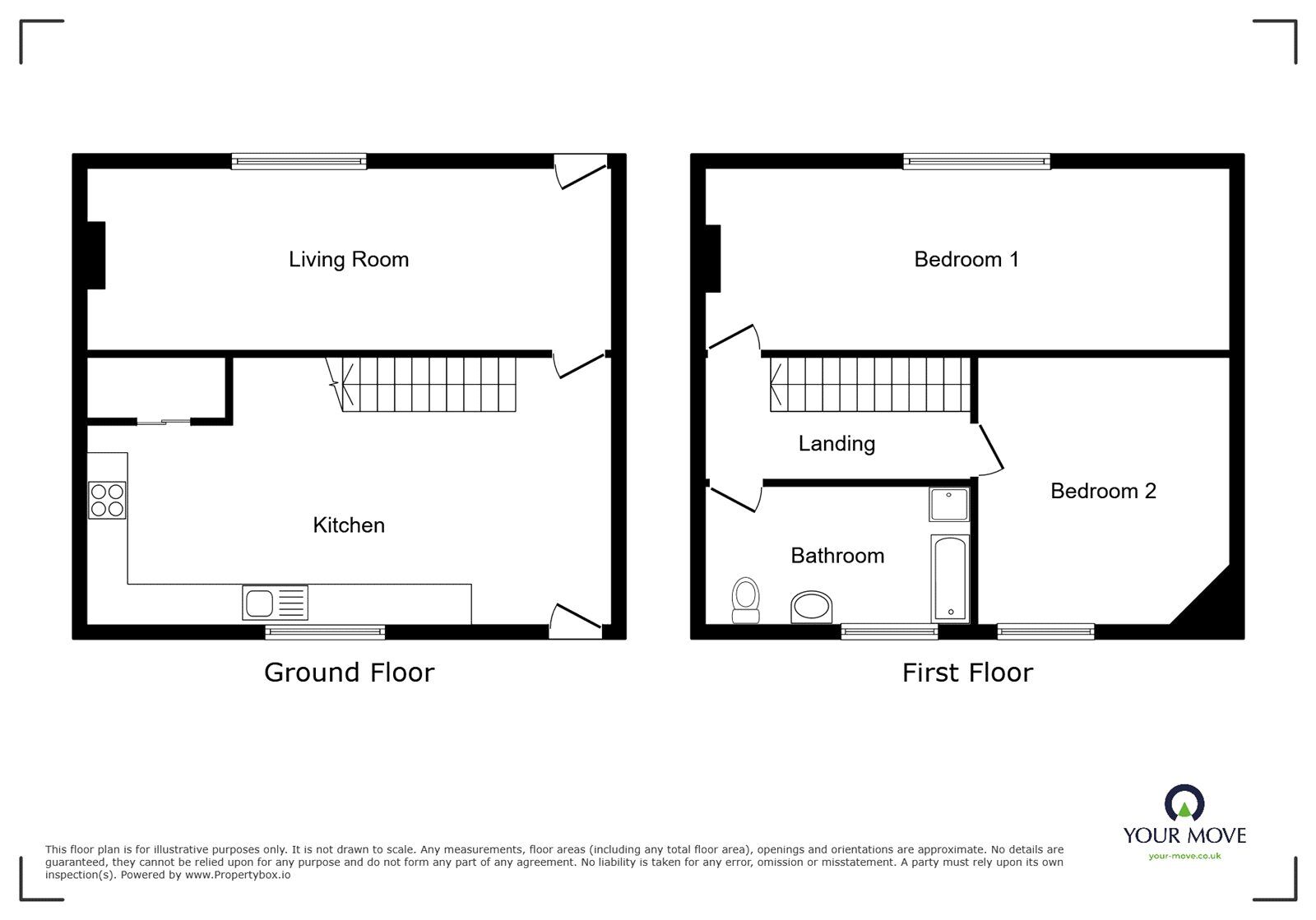 Floorplan of 2 bedroom Mid Terrace House to rent, Jackson Street, Whitefield, Greater Manchester, M45