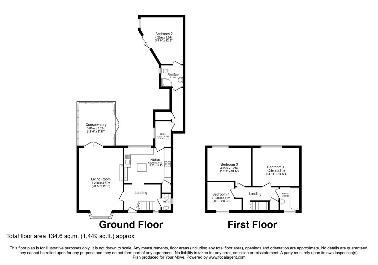 Floorplan of 4 bedroom Mid Terrace House for sale, Wordsworth Avenue, Radcliffe, Greater Manchester, M26