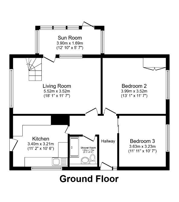 Floorplan of 2 bedroom Detached Bungalow to rent, Bennett Street, Radcliffe, Greater Manchester, M26