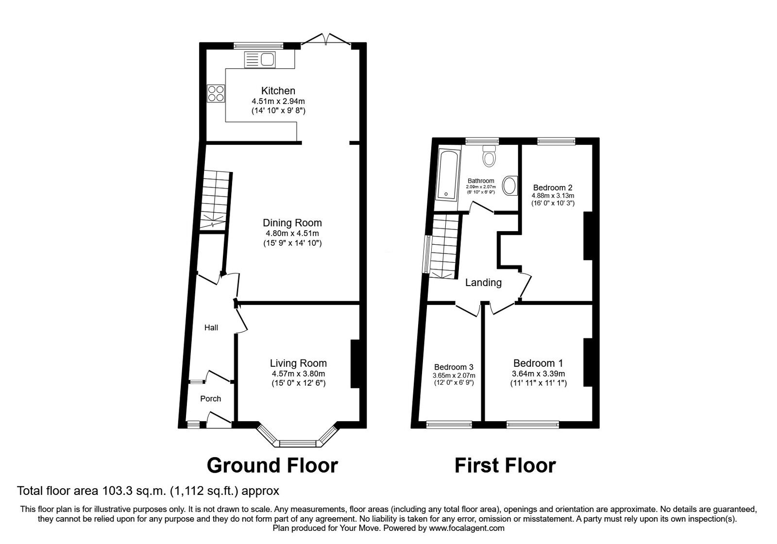 Floorplan of 3 bedroom End Terrace House for sale, Morton Street, Radcliffe, Greater Manchester, M26