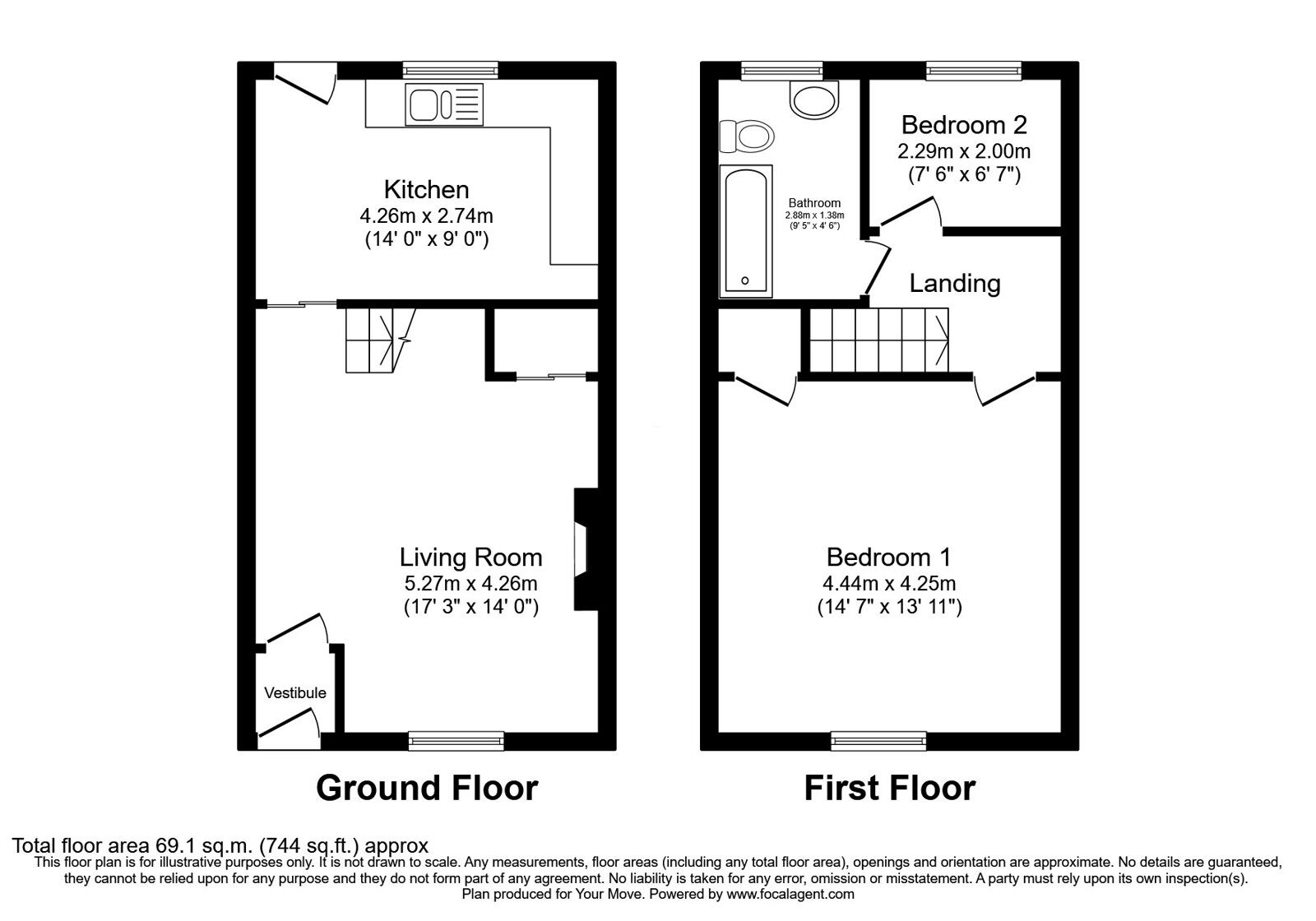 Floorplan of 2 bedroom Mid Terrace House for sale, Eton Hill Road, Radcliffe, Greater Manchester, M26