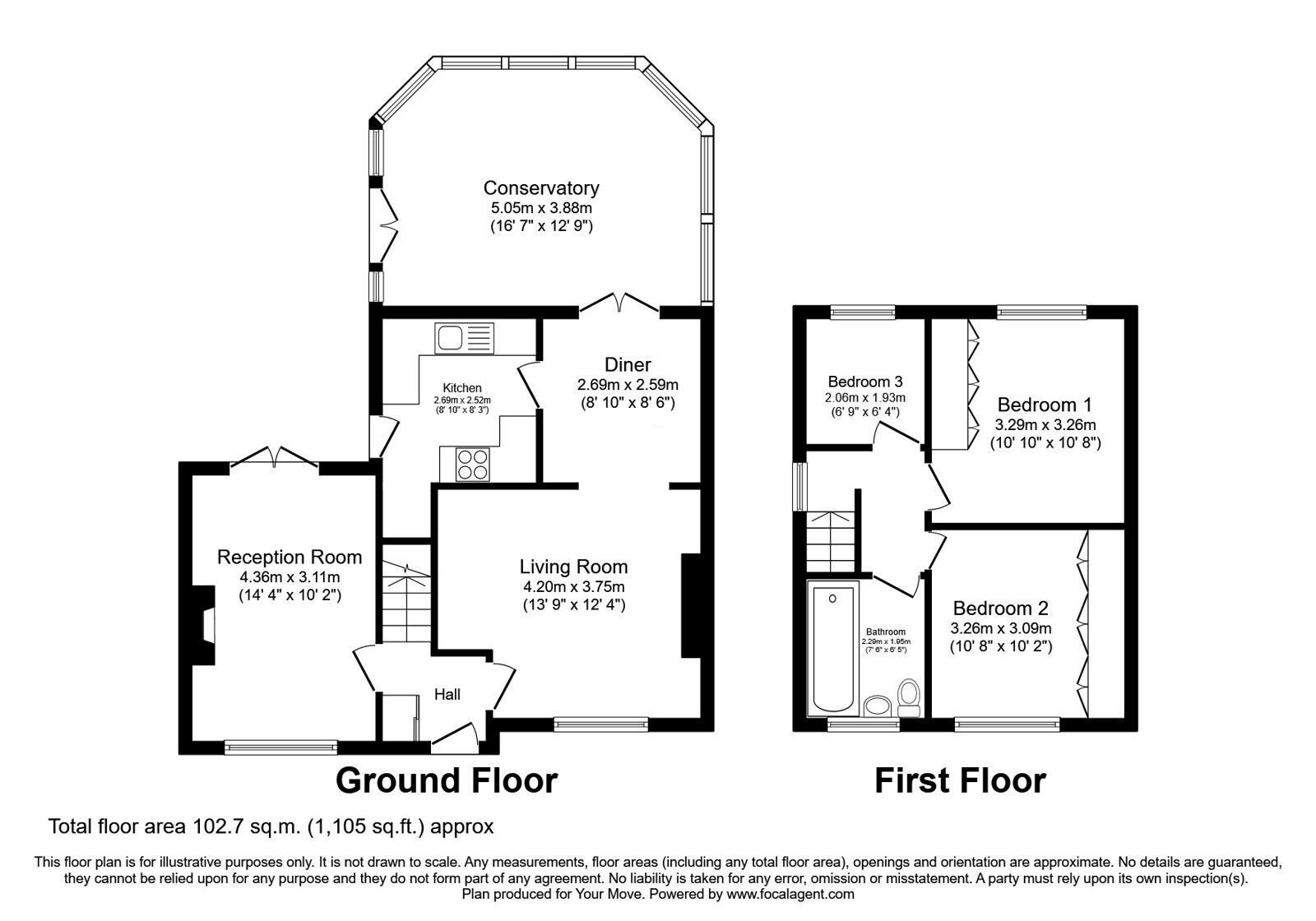 Floorplan of 3 bedroom Detached House for sale, Harper Fold Road, Radcliffe, Greater Manchester, M26