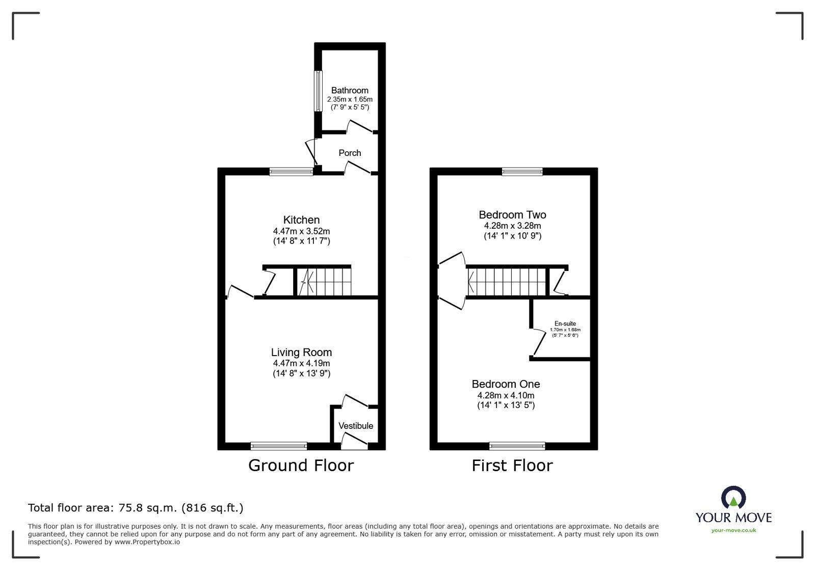 Floorplan of 2 bedroom End Terrace House for sale, Victoria Street, Radcliffe, Greater Manchester, M26
