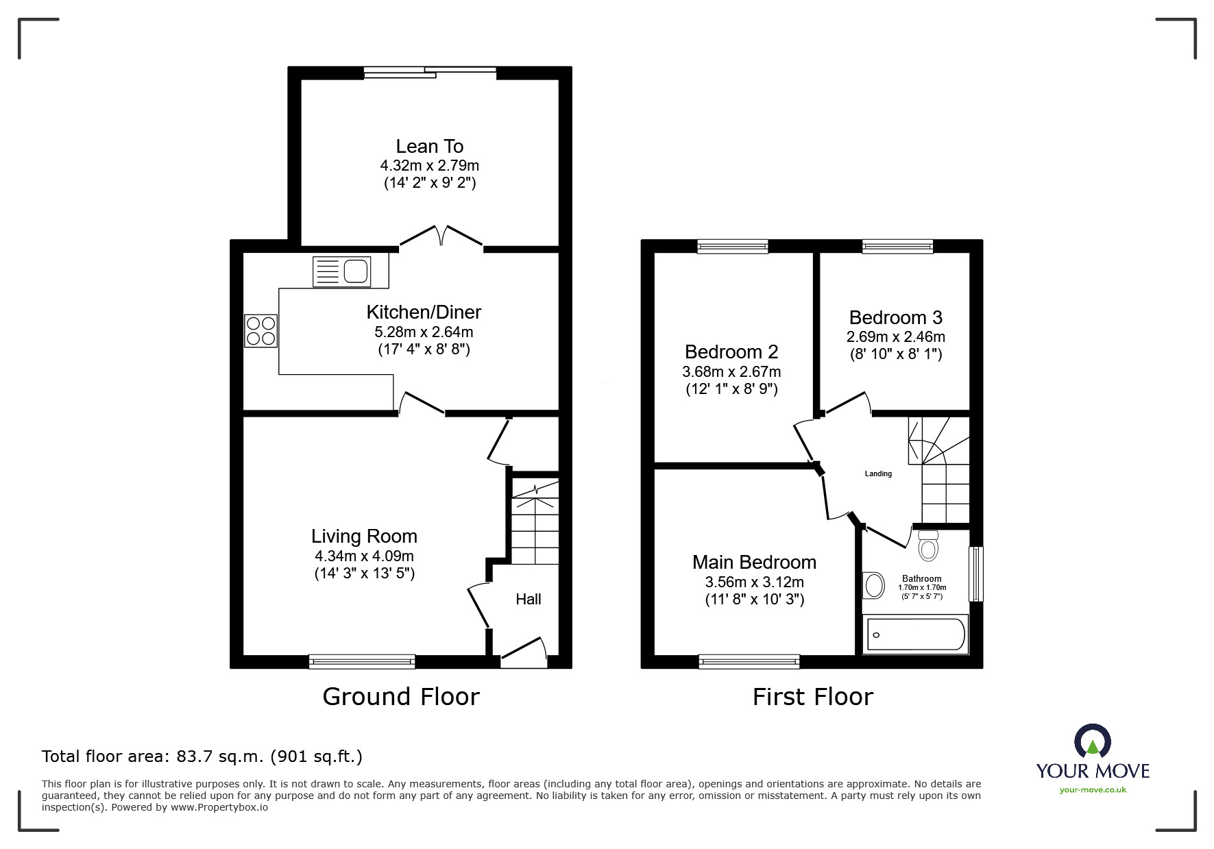 Floorplan of 3 bedroom Semi Detached House for sale, Borough Avenue, Radcliffe, Greater Manchester, M26