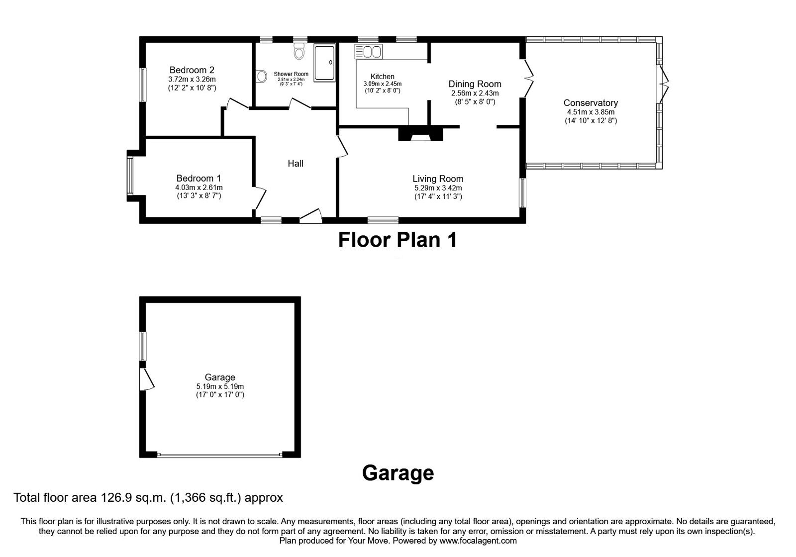 Floorplan of 2 bedroom Detached Bungalow for sale, Ashwood, Stoneclough, Radcliffe,, Greater Manchester, M26