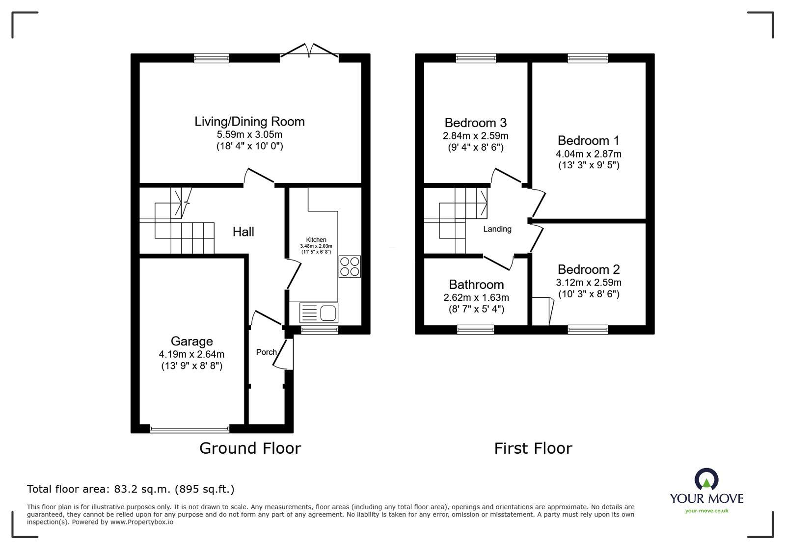 Floorplan of 3 bedroom Mid Terrace House for sale, Ripon Close, Radcliffe, Greater Manchester, M26