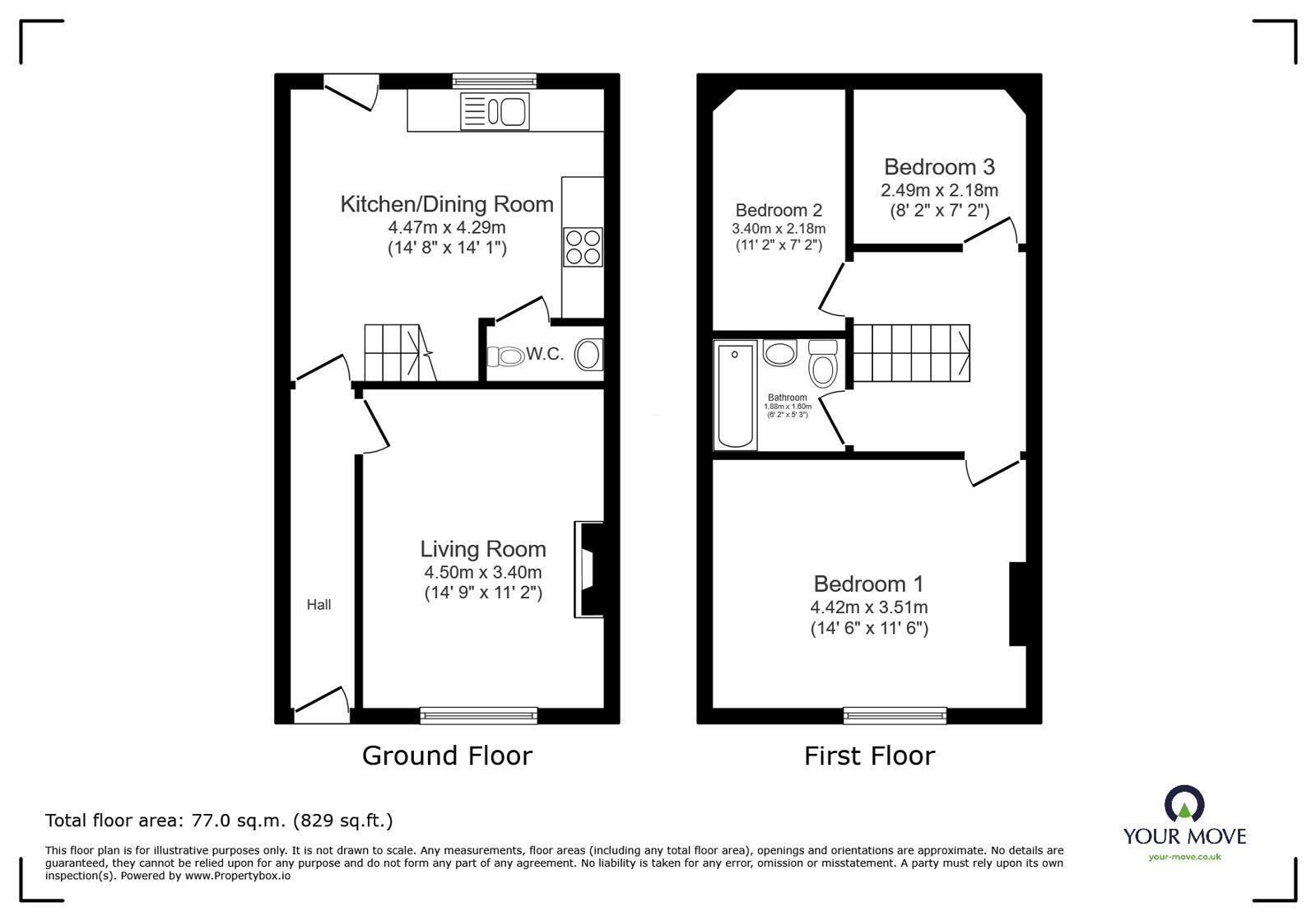 Floorplan of 3 bedroom Mid Terrace House for sale, Dumers Lane, Radcliffe, Greater Manchester, M26