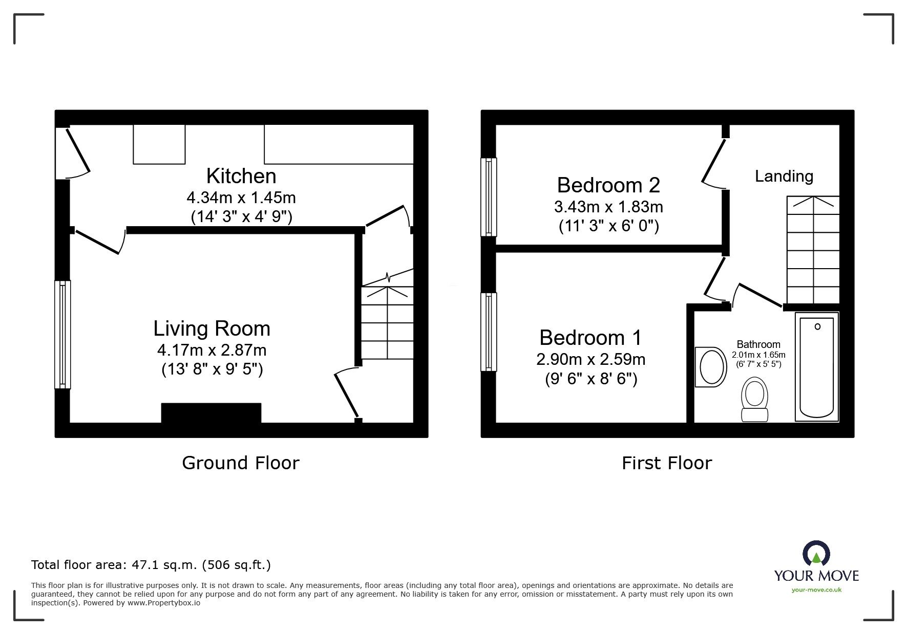 Floorplan of 2 bedroom Mid Terrace House for sale, Graver Weir Terrace, Rossendale, Lancashire, BB4