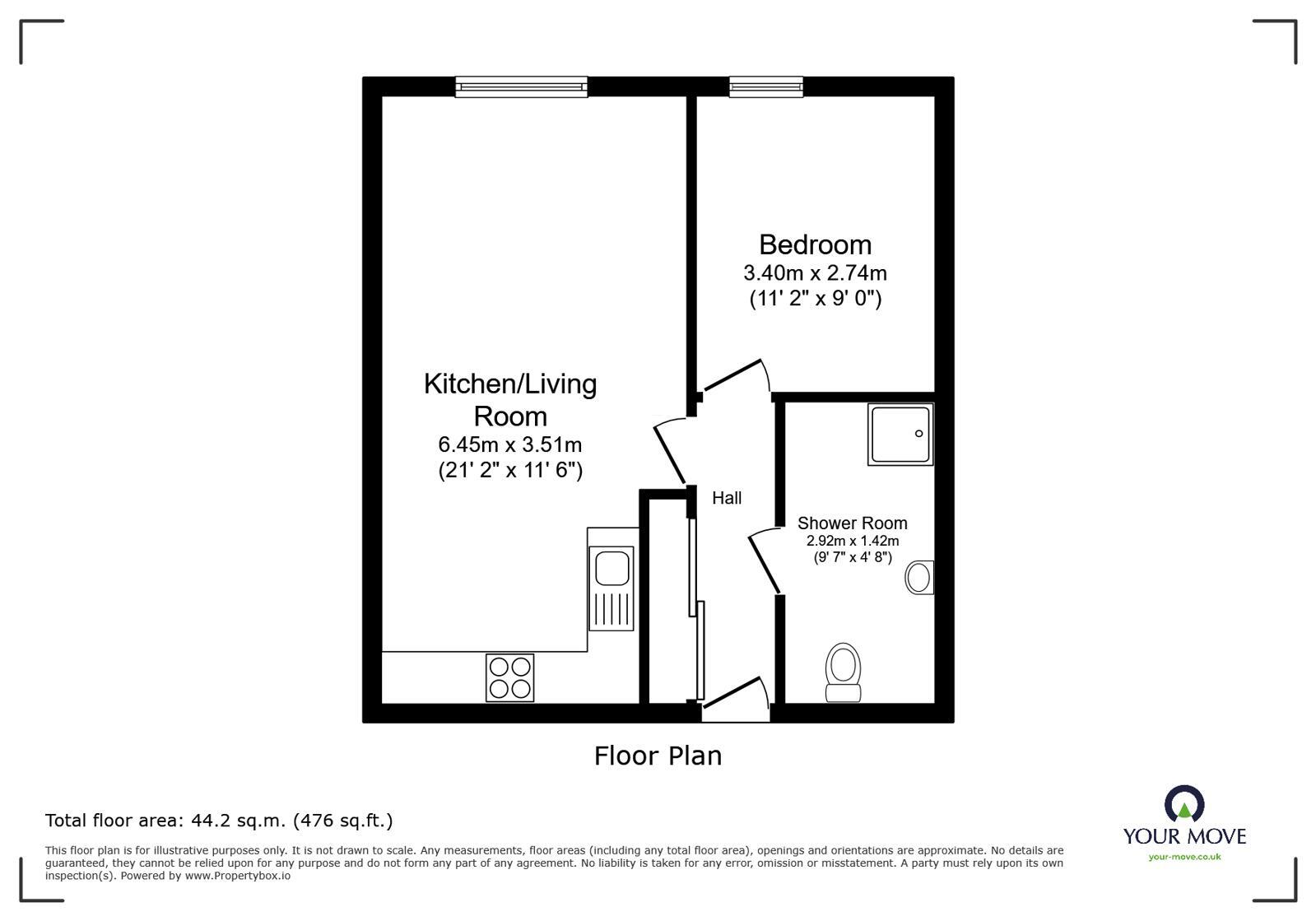 Floorplan of 1 bedroom Flat for sale, Langcliffe Place, Radcliffe, Greater Manchester, M26