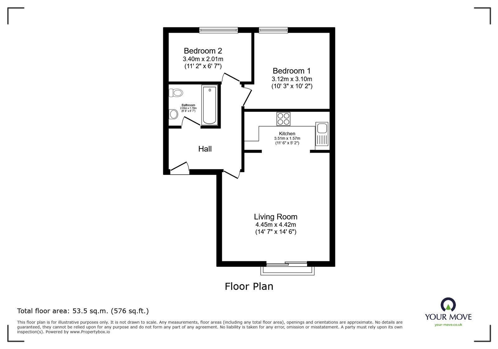 Floorplan of 2 bedroom Flat for sale, Market Street, Radcliffe, Greater Manchester, M26