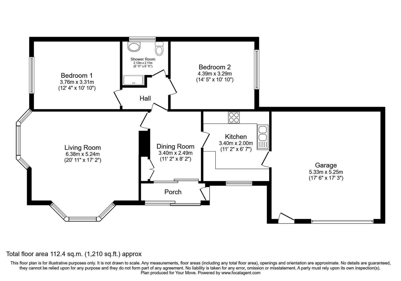 Floorplan of 2 bedroom Detached Bungalow for sale, Parkstone Avenue, Whitefield, Greater Manchester, M45