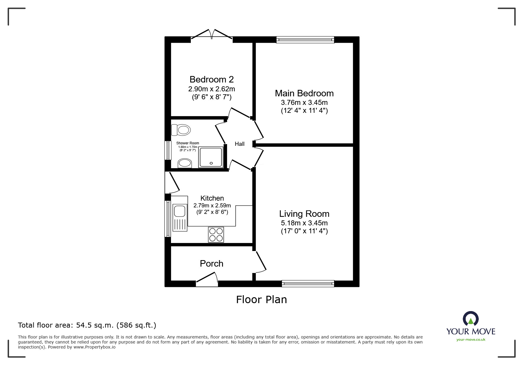 Floorplan of 2 bedroom Semi Detached Bungalow for sale, Affleck Avenue, Radcliffe, Greater Manchester, M26