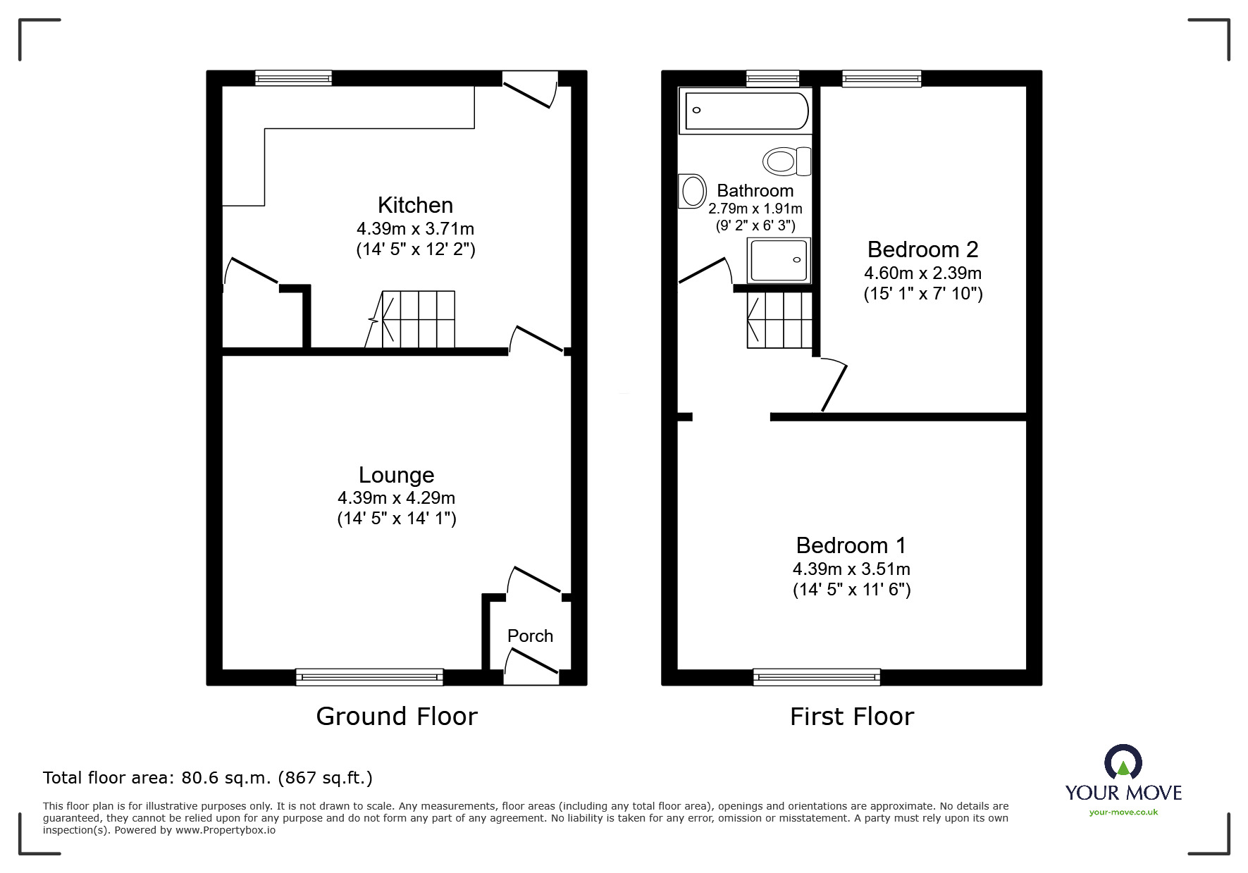 Floorplan of 2 bedroom Mid Terrace House for sale, Stoneclough Road, Radcliffe, Greater Manchester, M26
