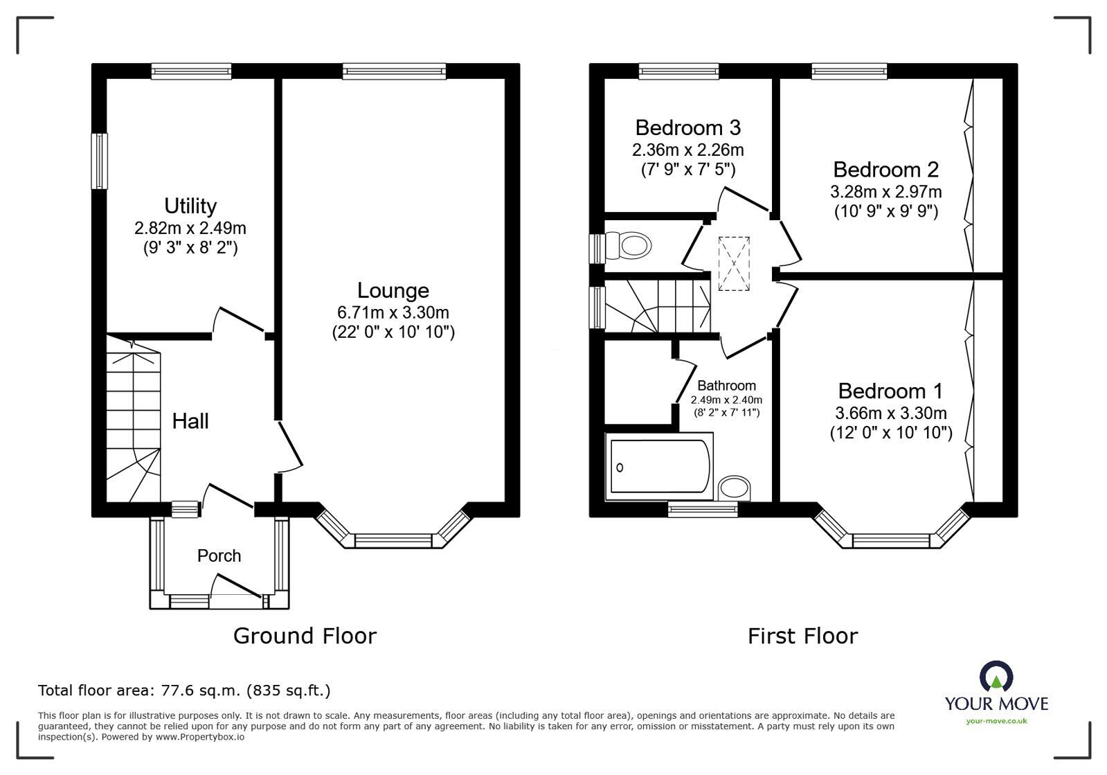 Floorplan of 3 bedroom Semi Detached House for sale, Ringley Road West, Radcliffe, Greater Manchester, M26