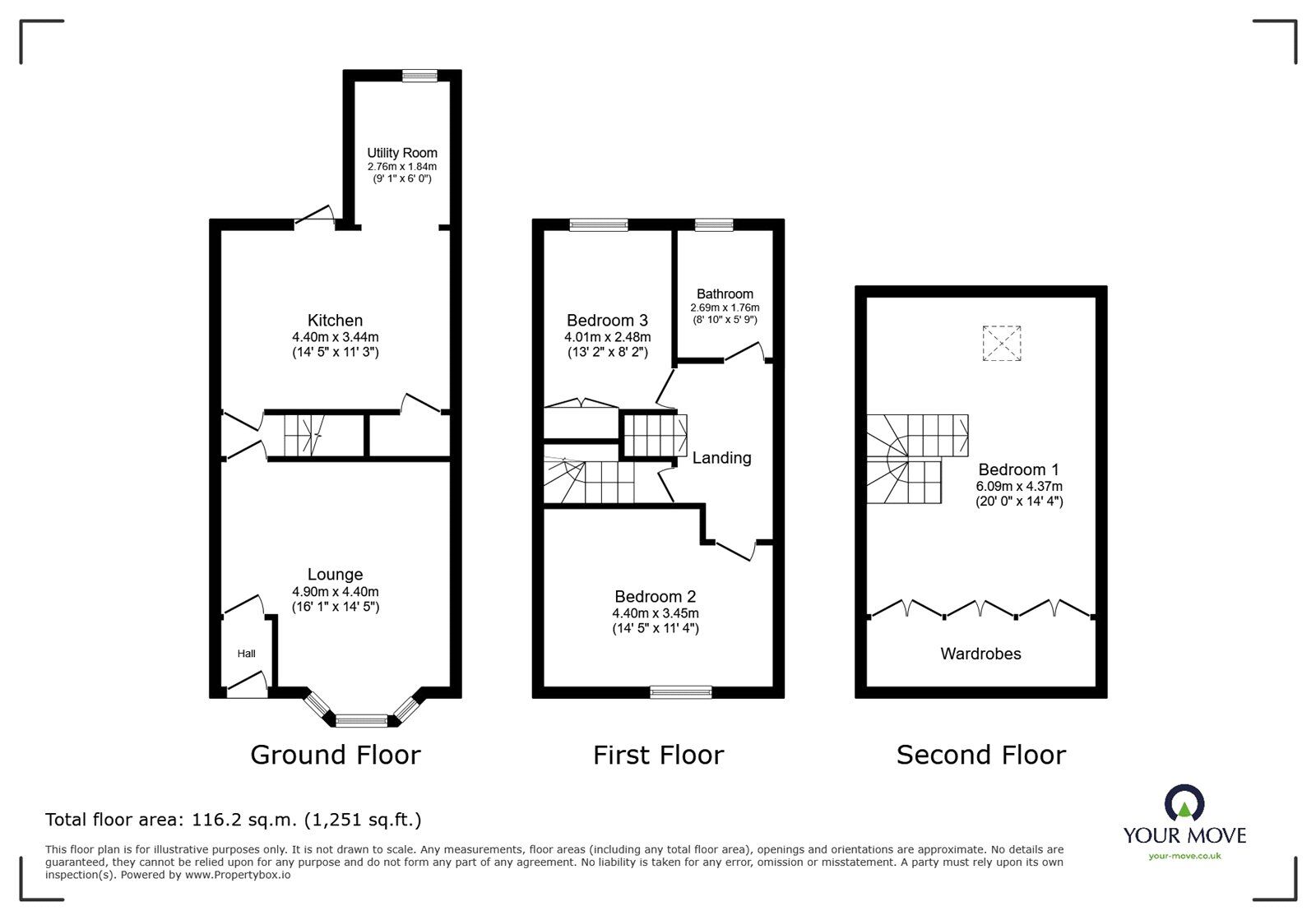 Floorplan of 3 bedroom House for sale, Rigby Avenue, Radcliffe, Greater Manchester, M26
