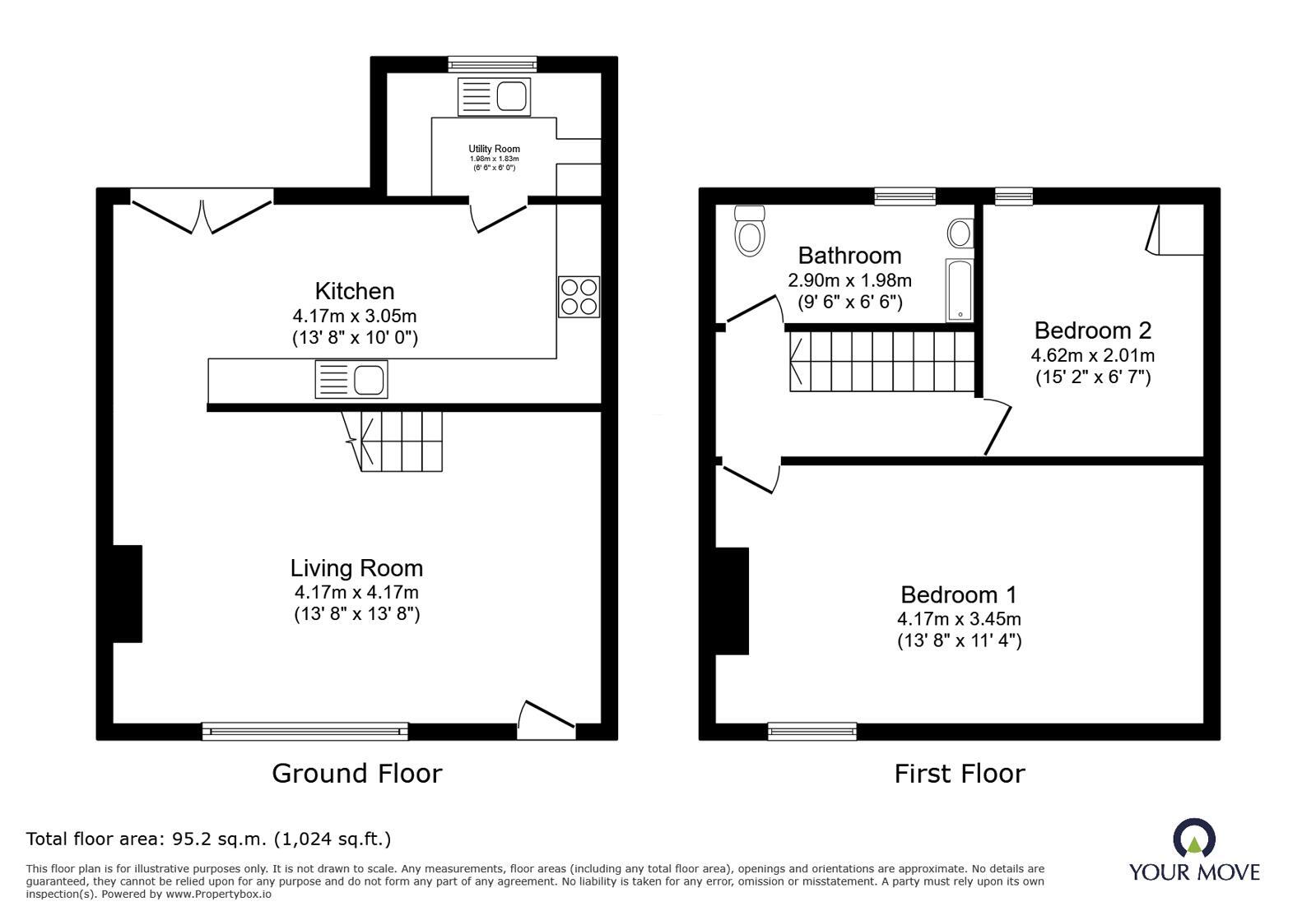 Floorplan of 2 bedroom Mid Terrace House for sale, Bright Street, Radcliffe, Greater Manchester, M26