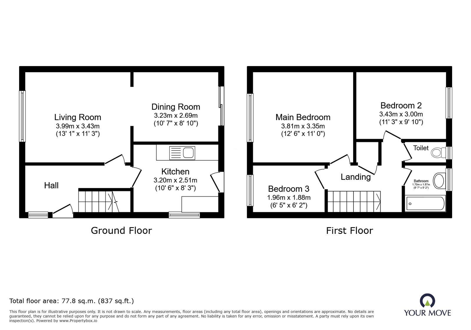 Floorplan of 3 bedroom Semi Detached House for sale, Meriden Close, Radcliffe, Greater Manchester, M26