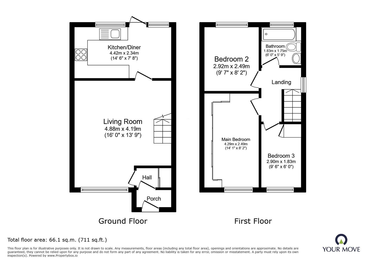 Floorplan of 3 bedroom Semi Detached House for sale, Nuttall Avenue, Whitefield, Greater Manchester, M45