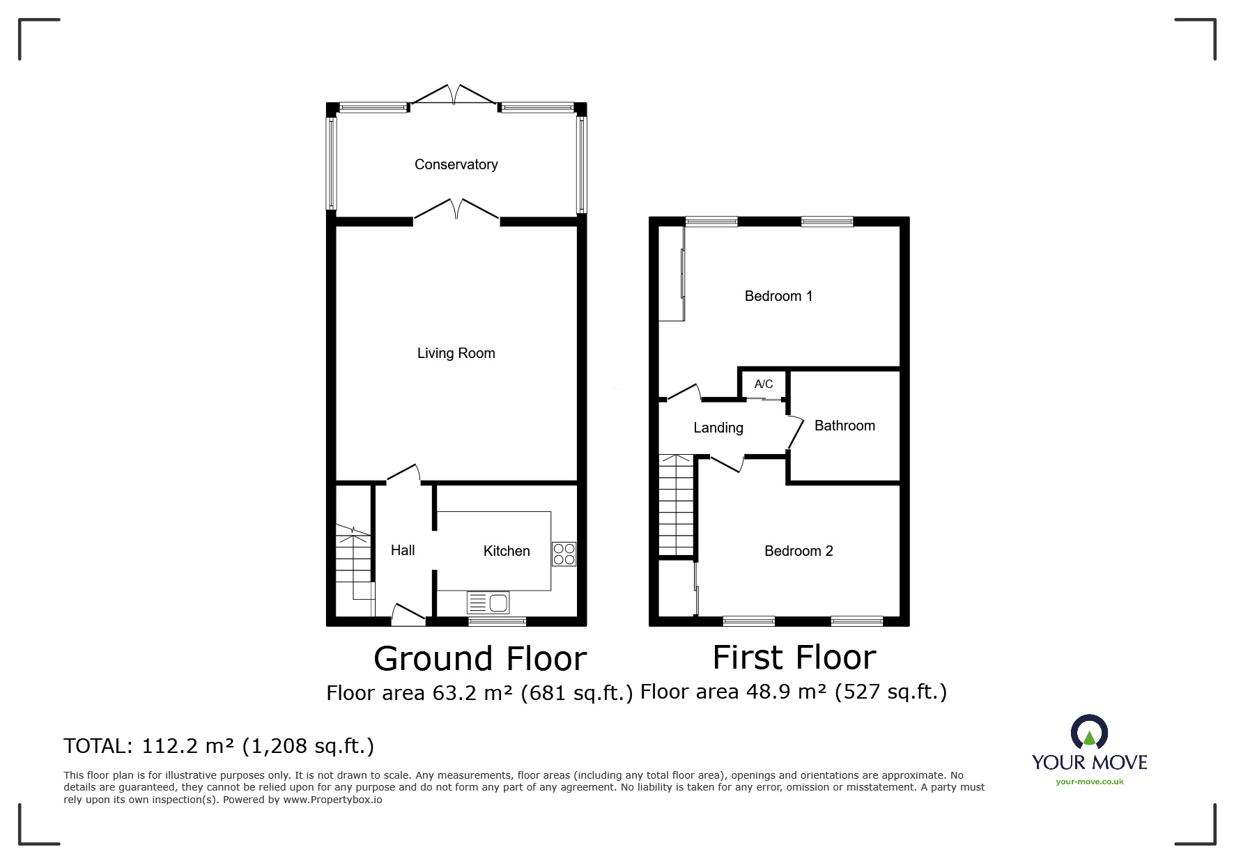 Floorplan of 2 bedroom End Terrace House for sale, The Everglades, Hempstead, Kent, ME7