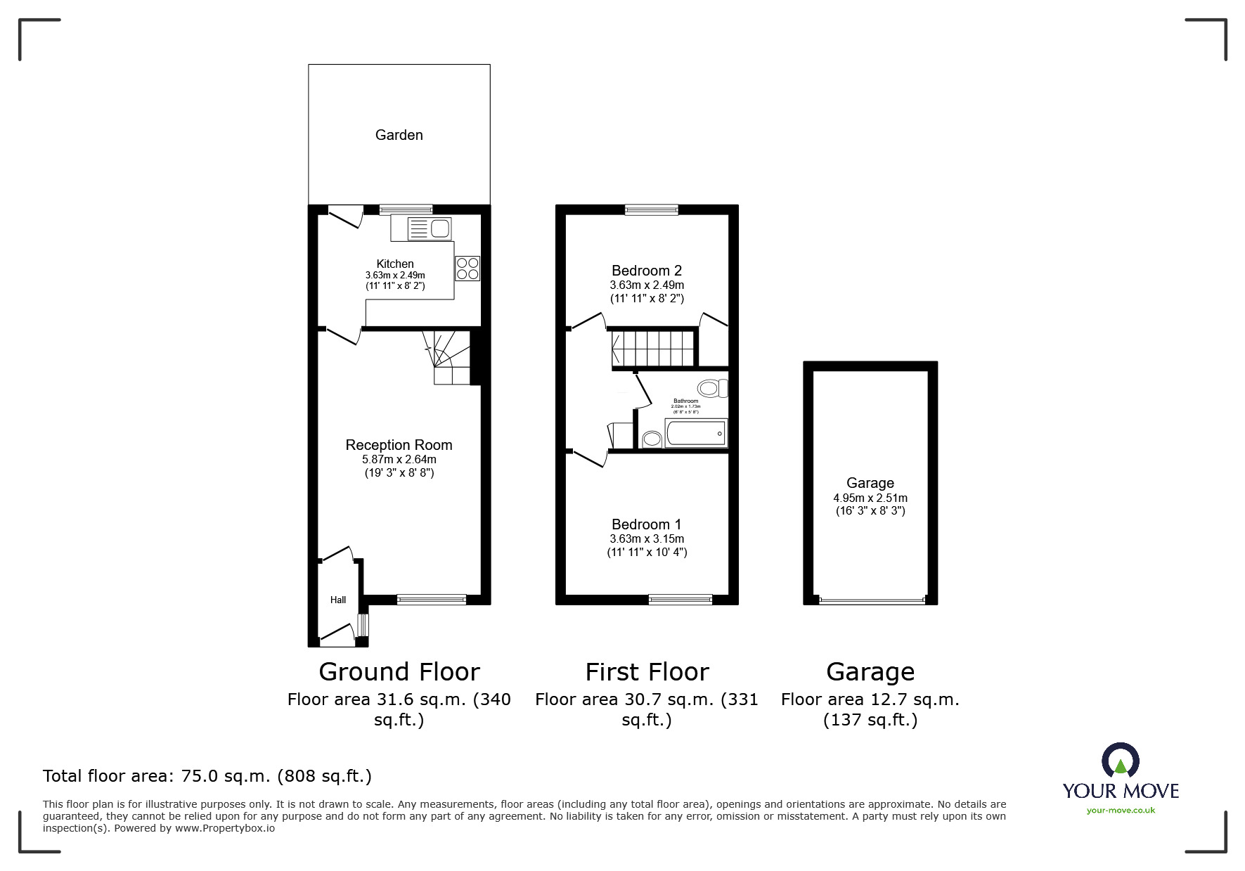 Floorplan of 2 bedroom Mid Terrace House to rent, Birch Grove, Hempstead, Kent, ME7