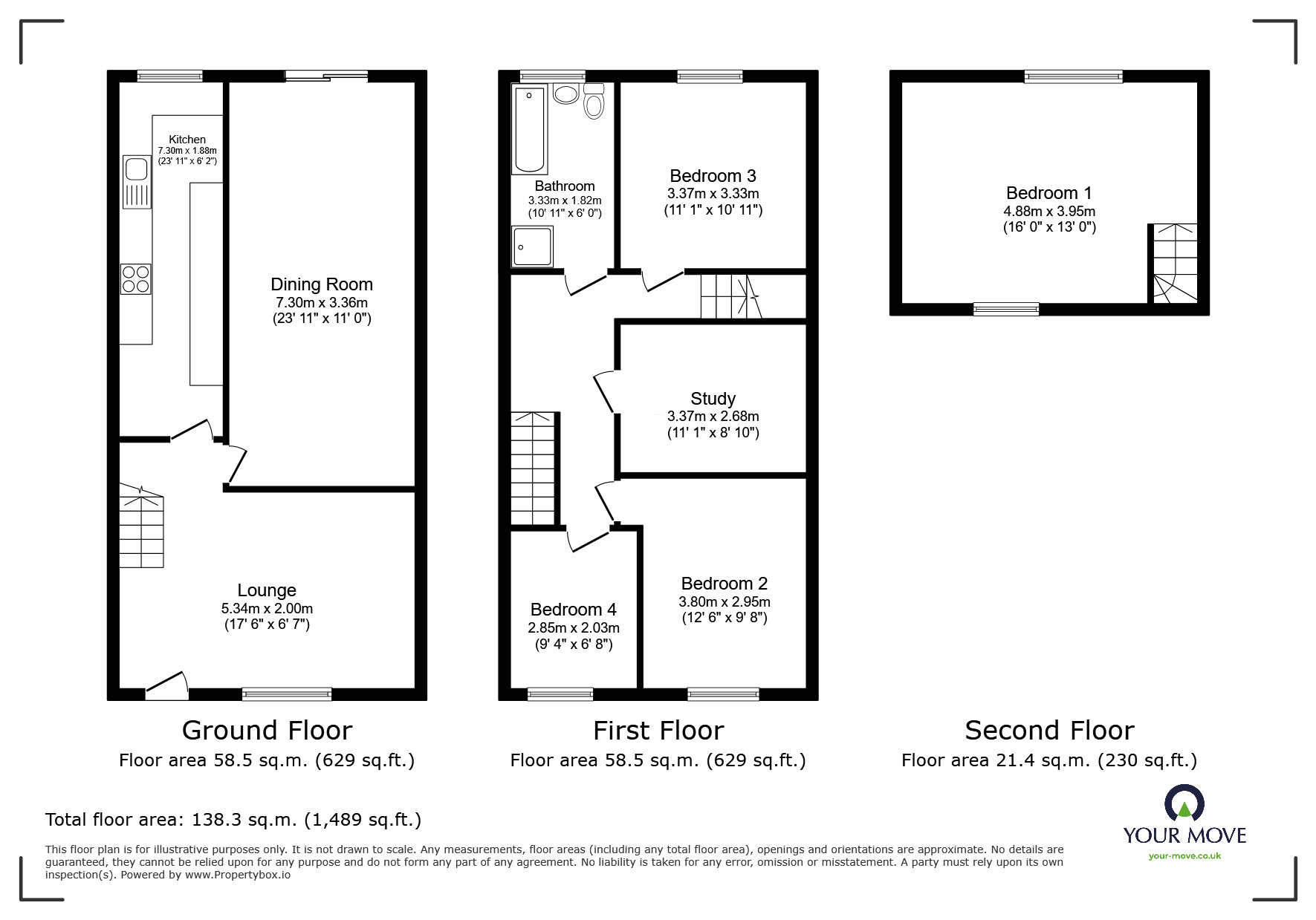 Floorplan of 4 bedroom Mid Terrace House for sale, Elmfield, Gillingham, Kent, ME8